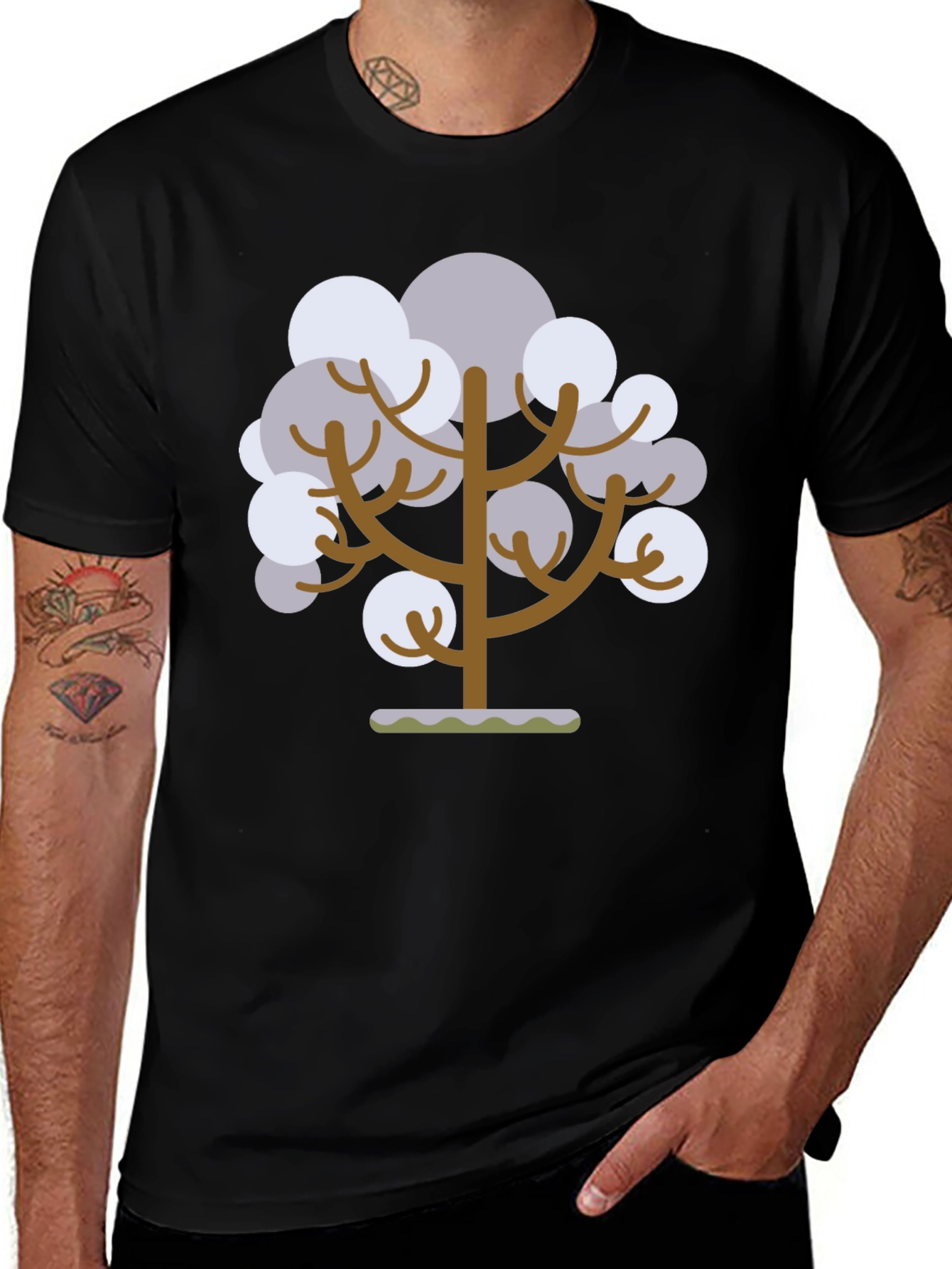 Variant 20 of Abstract Tree Graphic Tee - Black Cotton T-Shirt