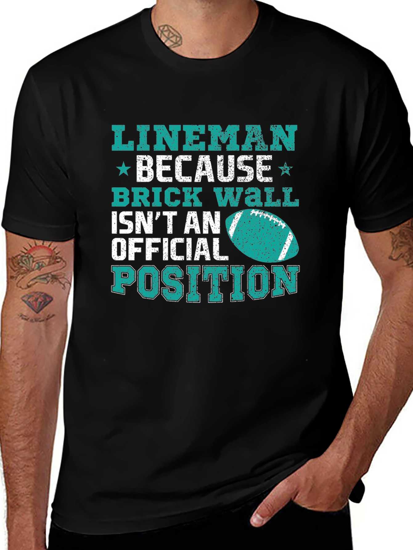 Variant 24 of Lineman Brick Wall Funny Football T-Shirt