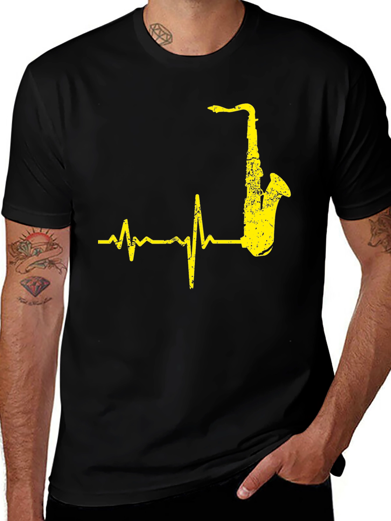 Variant 8 of Saxophone Heartbeat Graphic Tee - Music Lover T-Shirt