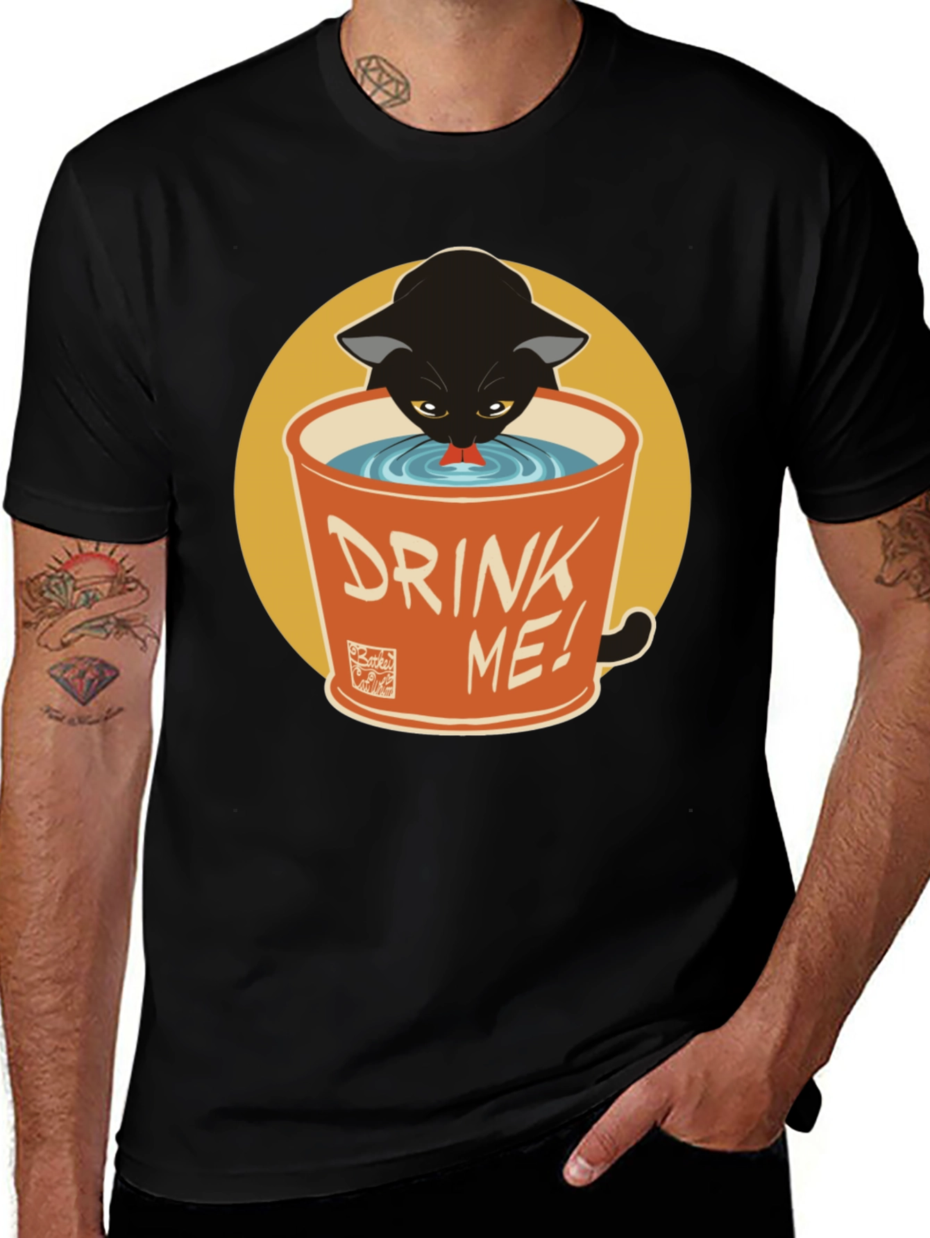 Variant 3 of Black Cat Drink Me Graphic T-Shirt