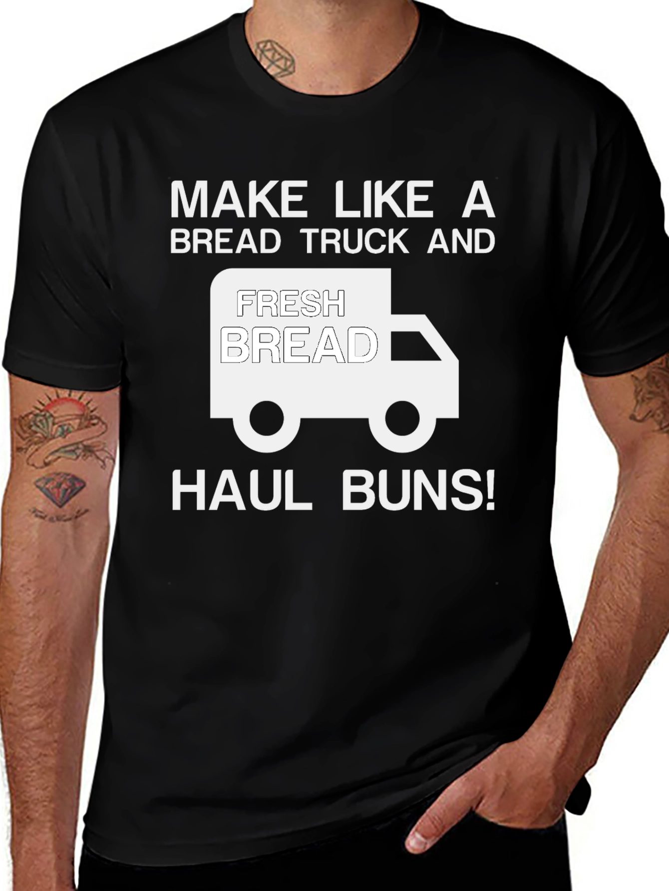 Variant 11 of Funny Graphic T-Shirt: Haul Buns Bread Truck Tee
