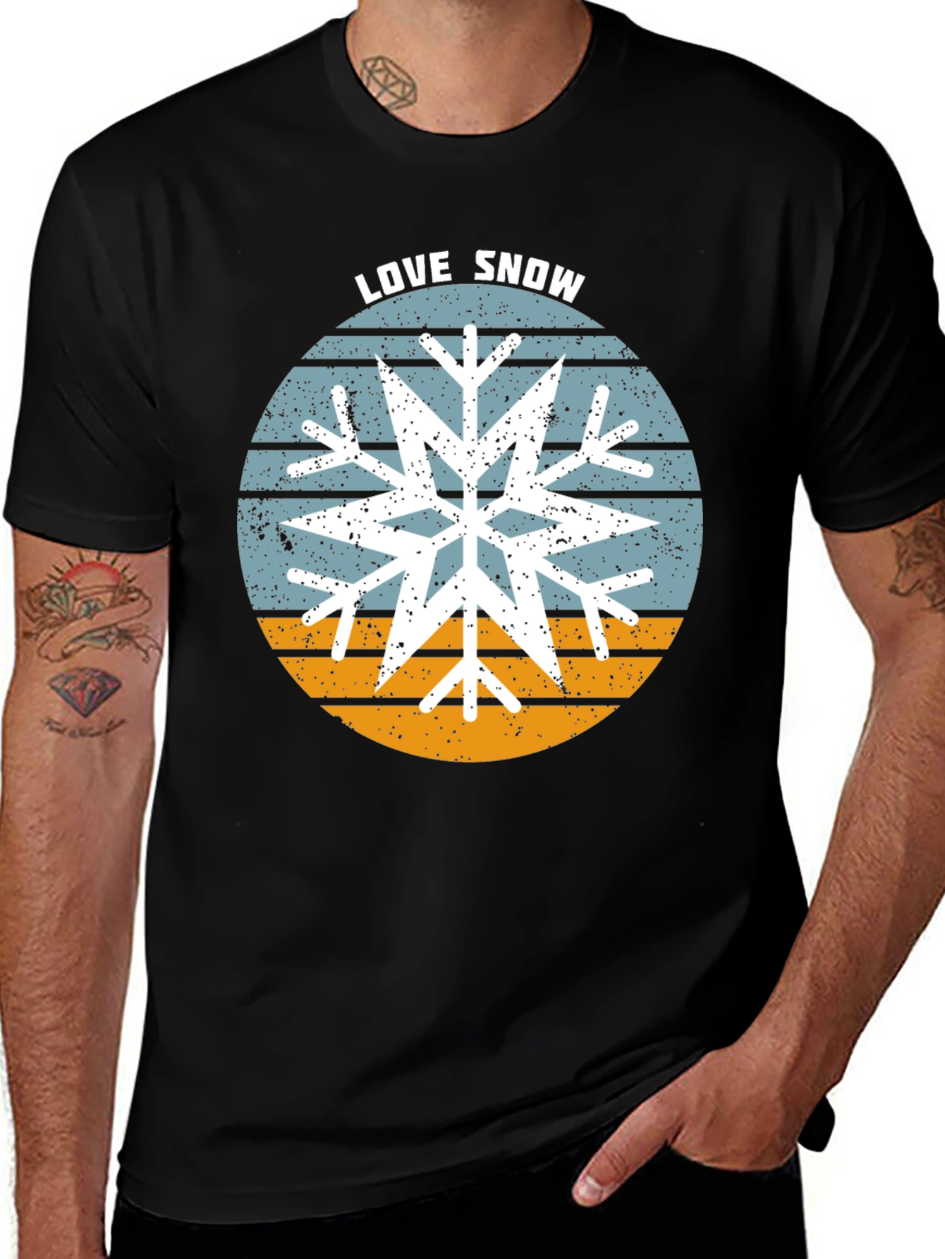 Variant 16 of Love Snow Snowflake Graphic Tee - Black