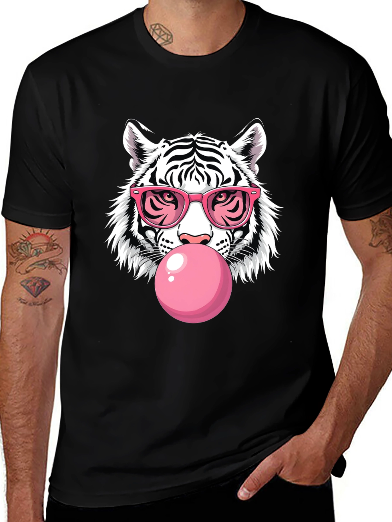Variant 9 of Cool Tiger Graphic Tee - Pink Bubblegum & Shades