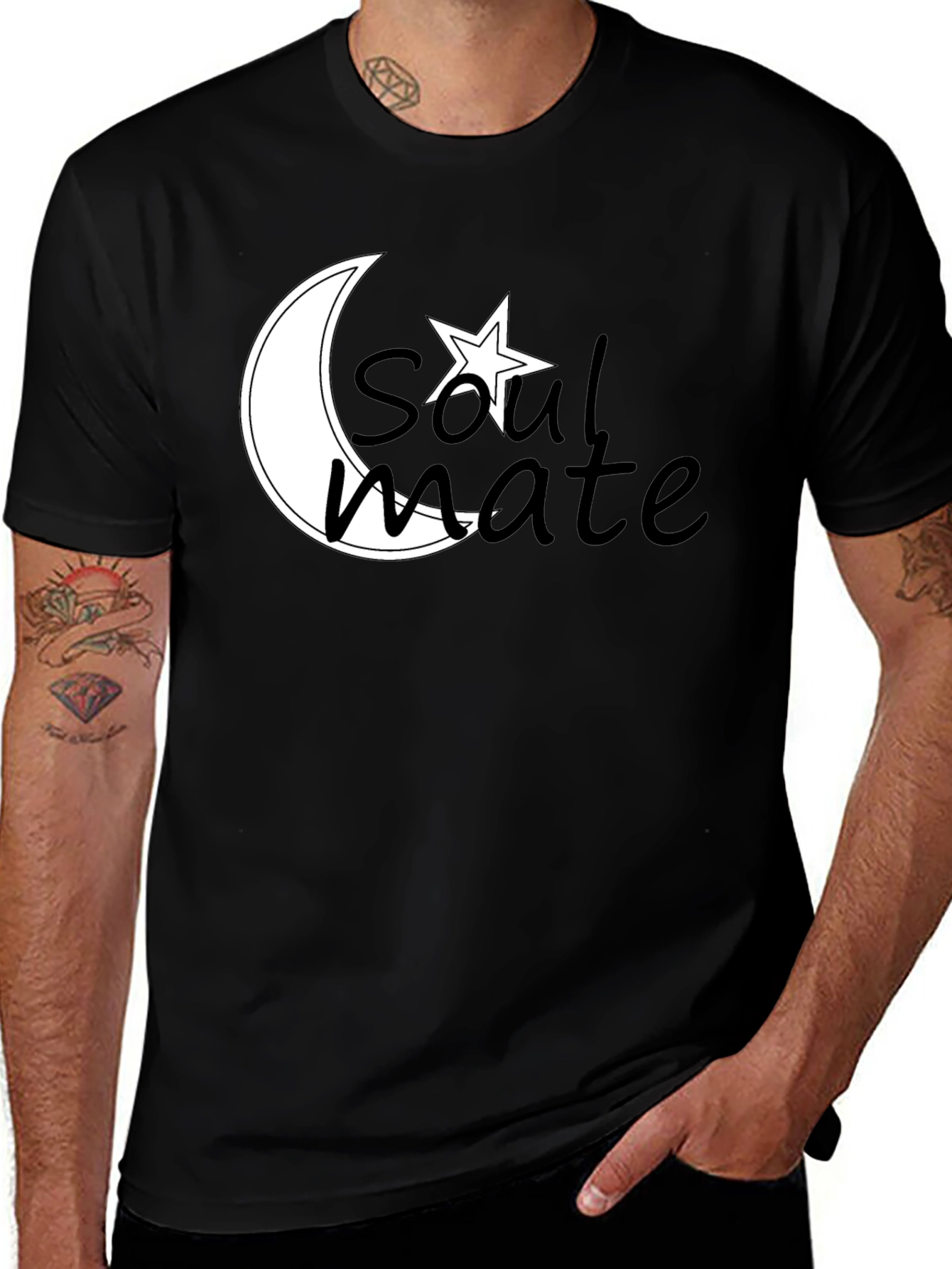 Variant 15 of Soulmate Moon & Star T-Shirt - Romantic Design