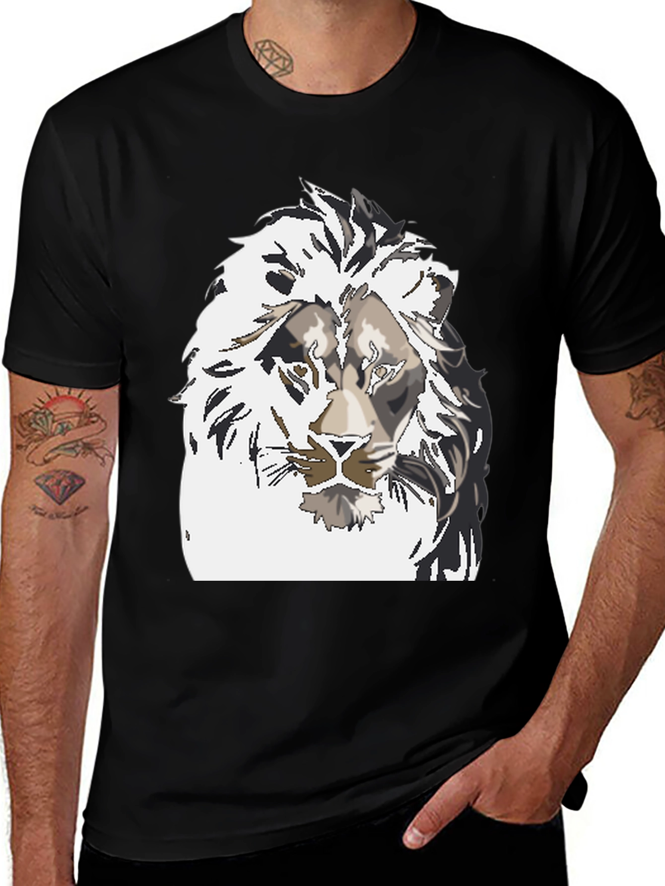 Variant 19 of Lion Graphic Tee - Men's Black T-Shirt