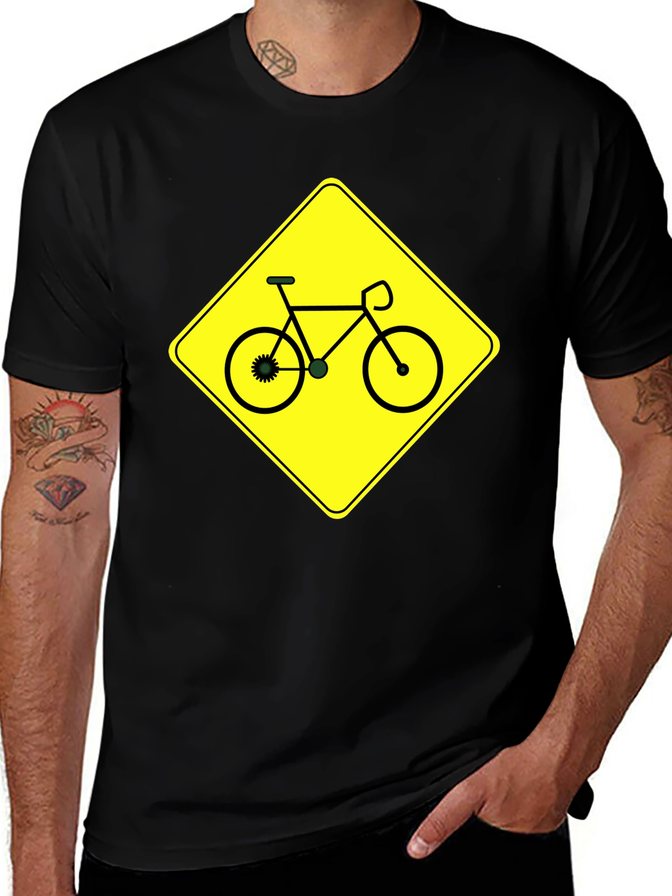 Variant 11 of Bike Sign Graphic T-Shirt - Black