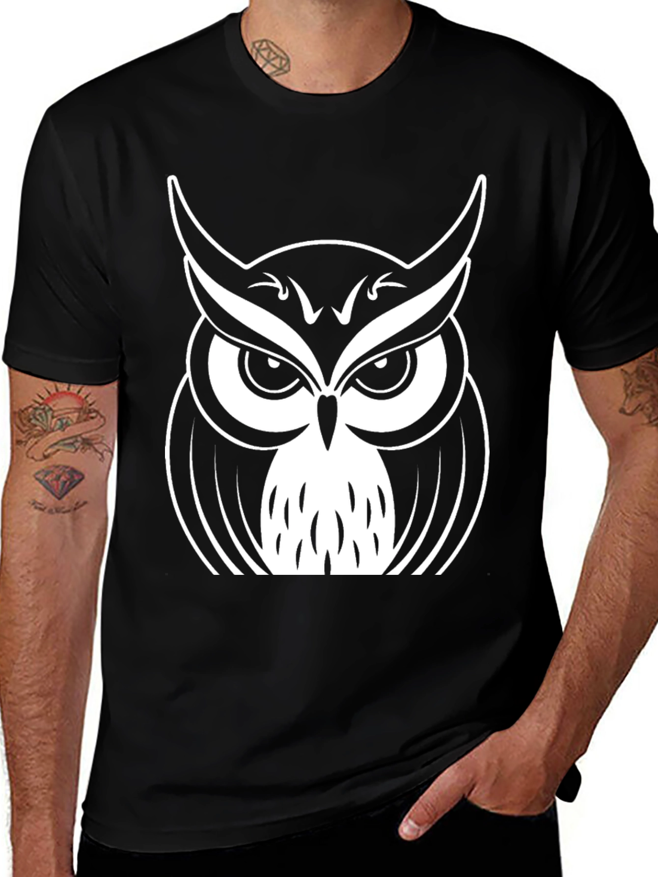 Variant 13 of Owl Graphic Print Black T-Shirt