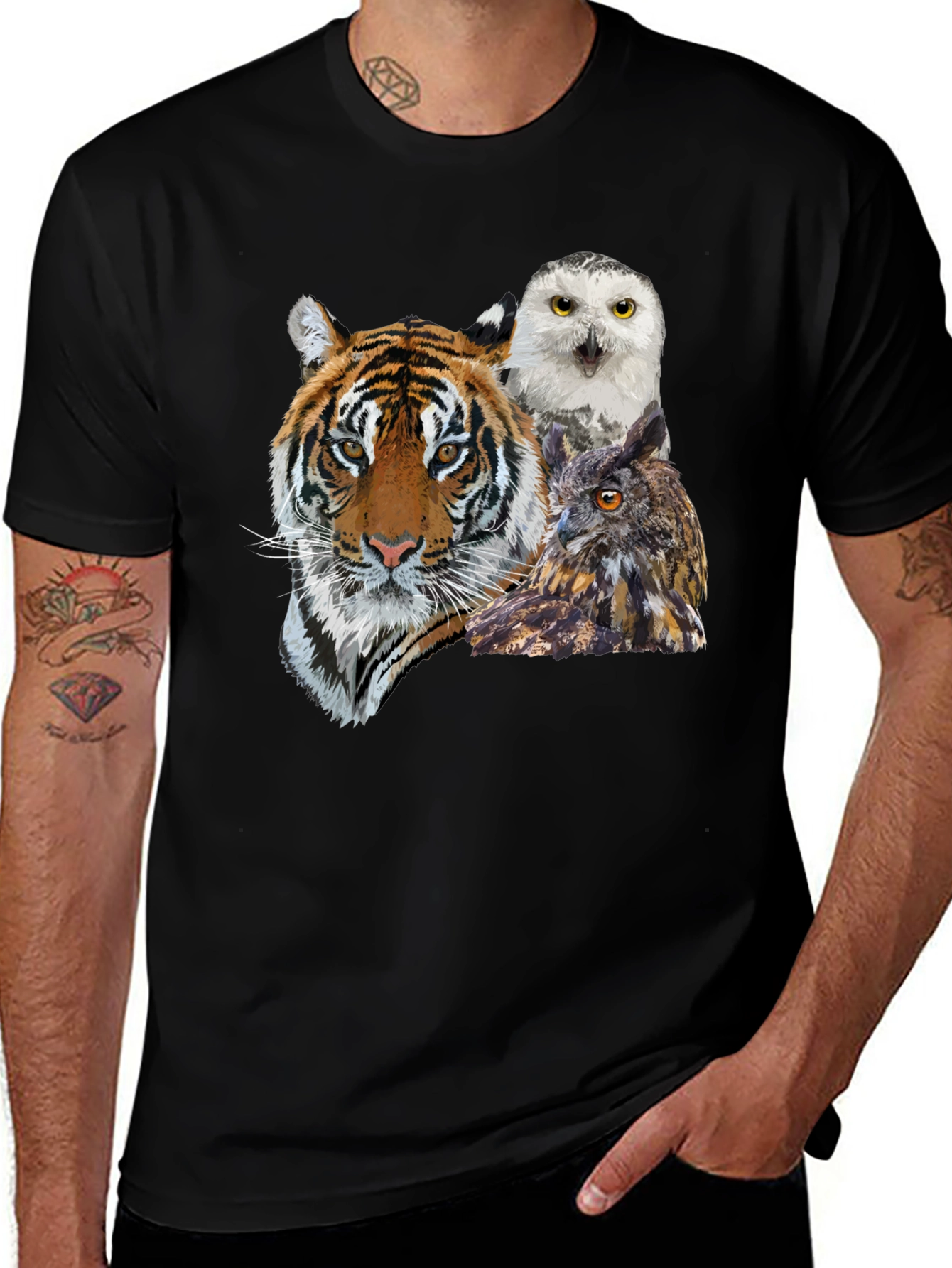 Variant 30 of Tiger & Owl Graphic Print Black T-Shirt