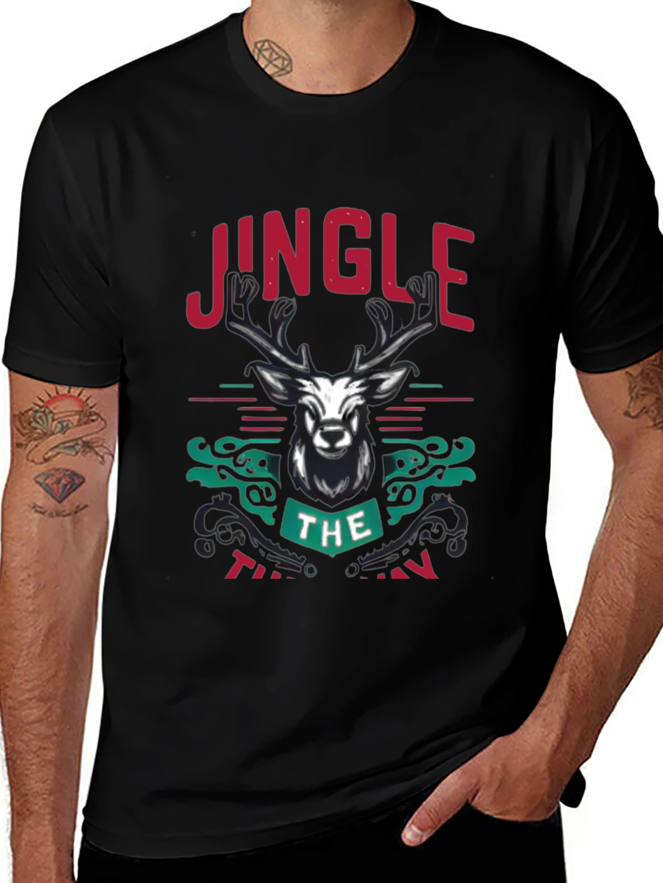 Variant 6 of Jingle the Turkeys Men's Black Graphic Tee
