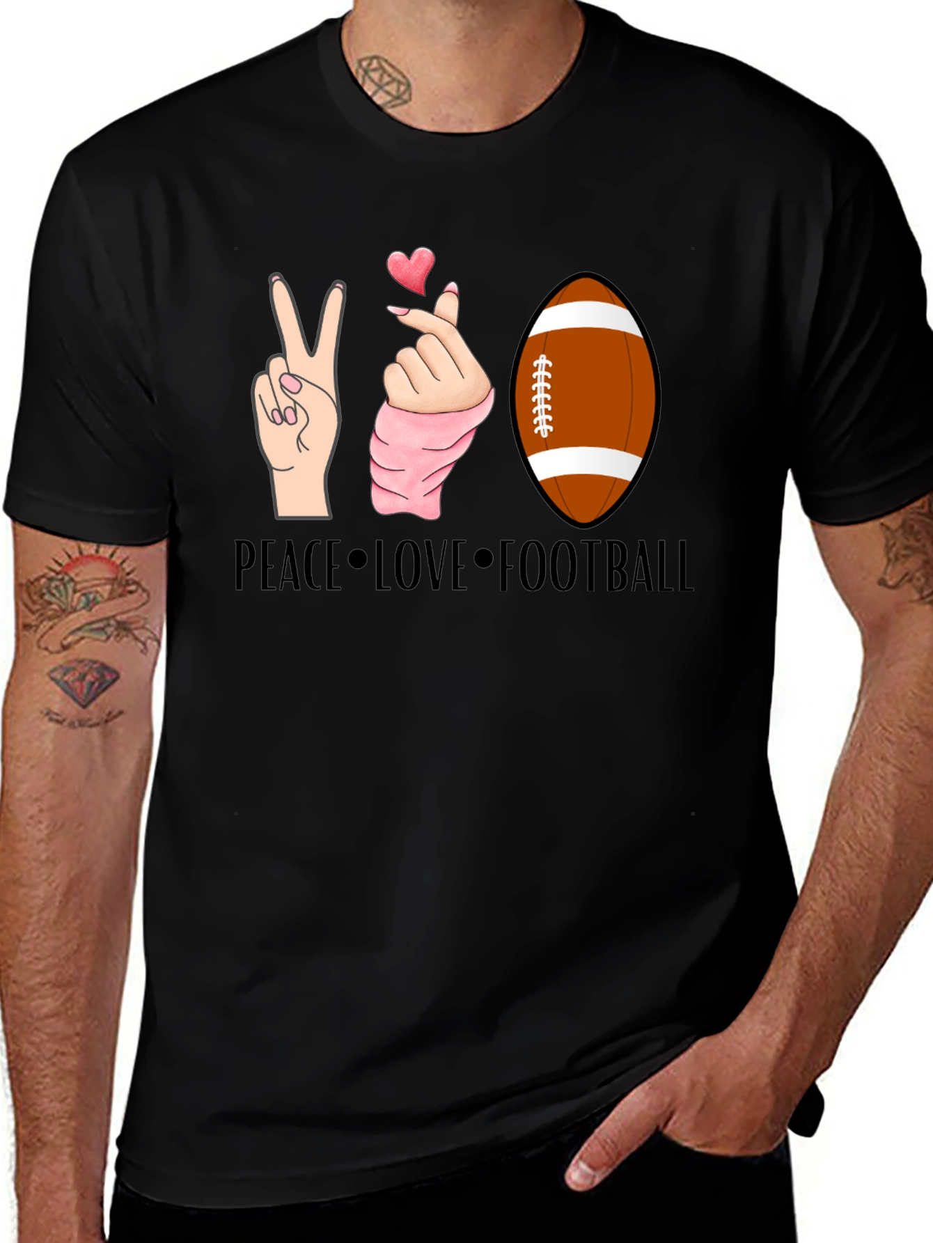 Variant 27 of Peace Love Football Graphic T-Shirt