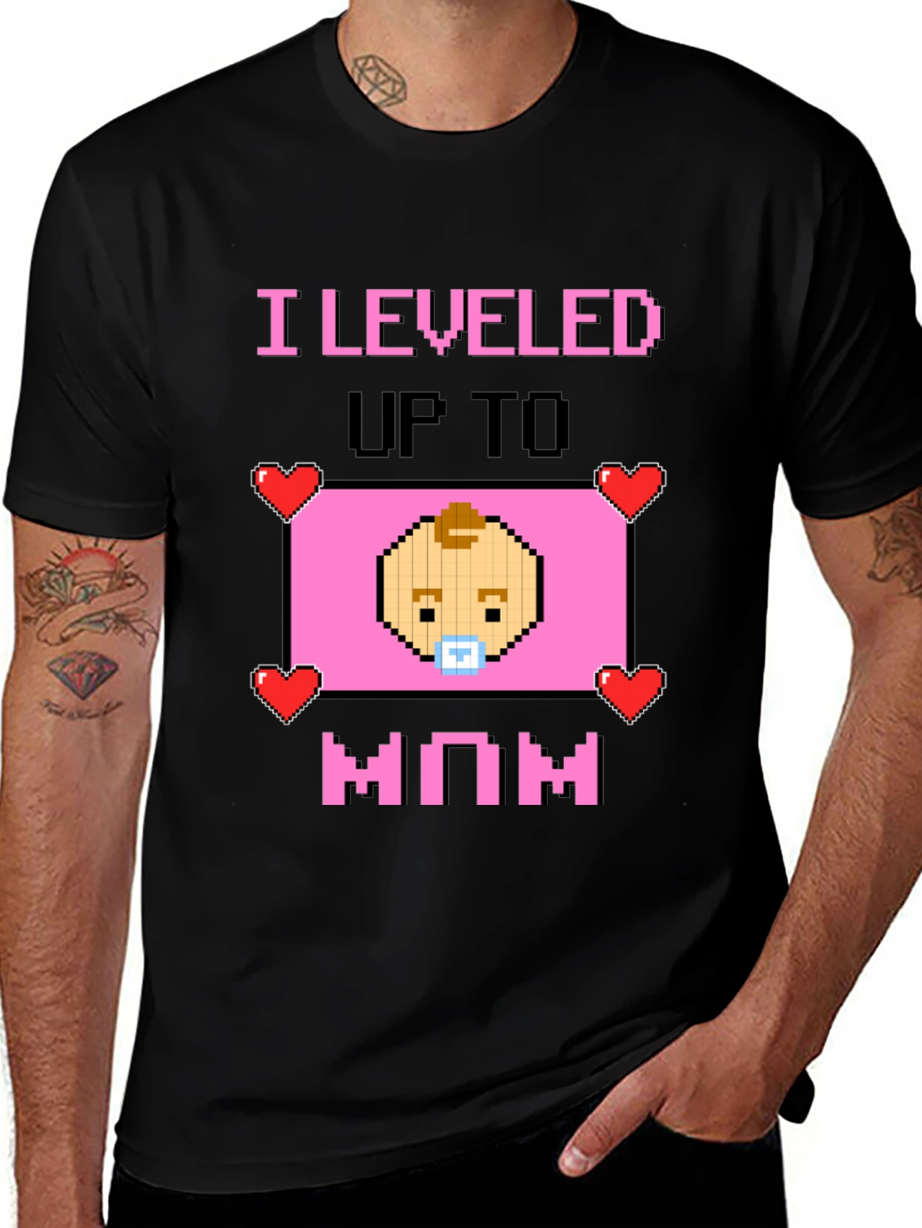 Level Up To Mom Pixel Art T-Shirt
