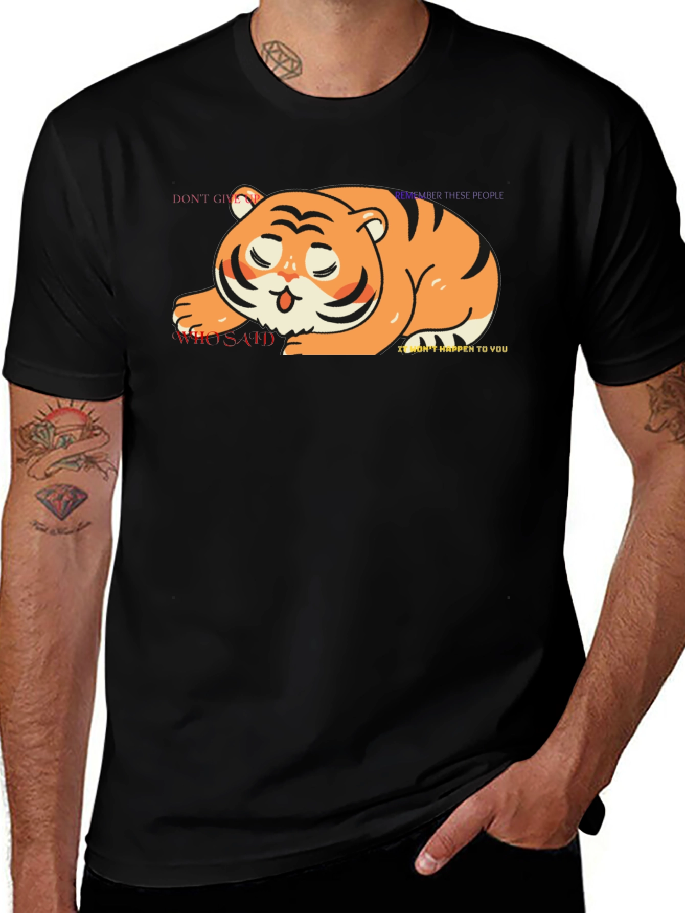 Variant 30 of Cute Tiger Graphic Tee - Unisex Black T-Shirt