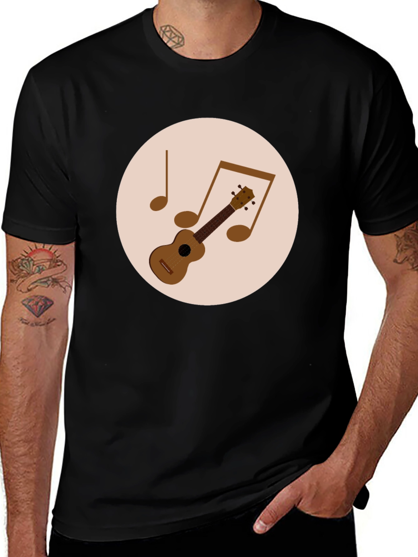 Variant 8 of Ukulele Graphic Tee - Black Music Lover T-Shirt