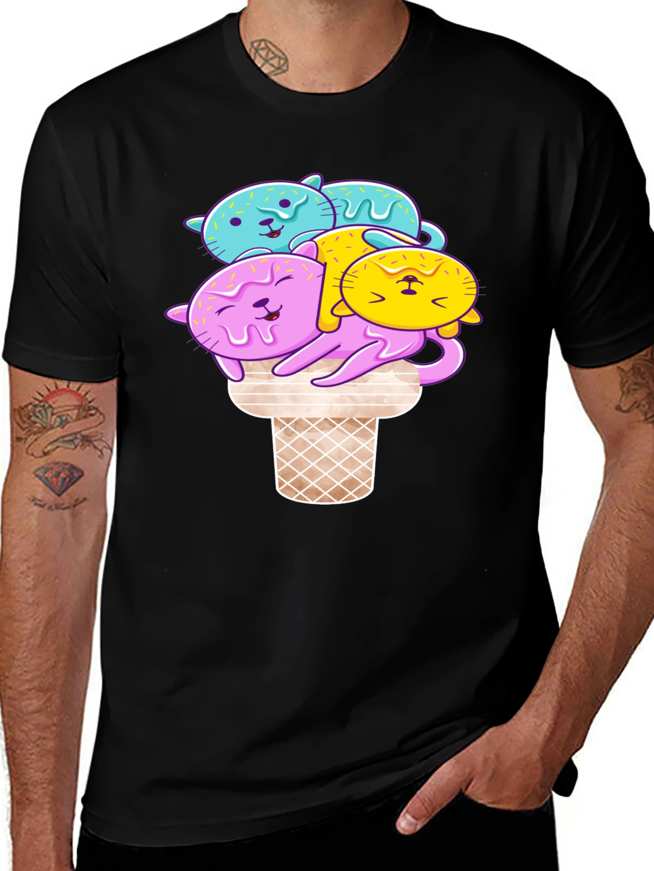 Variant 6 of Cat Ice Cream Cone Graphic T-Shirt