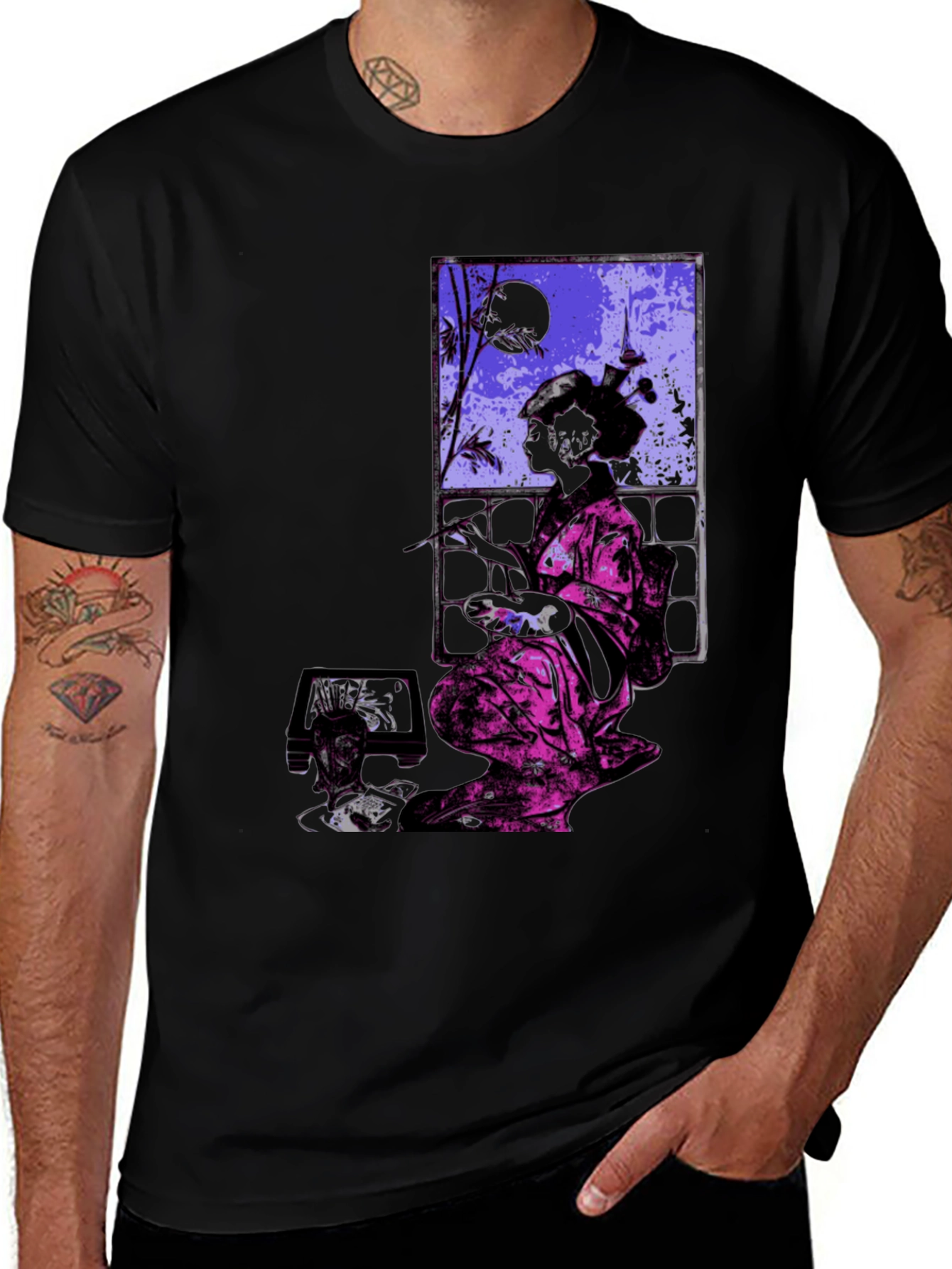 Variant 3 of Geisha Gamer Graphic Tee - Artistic & Edgy Design