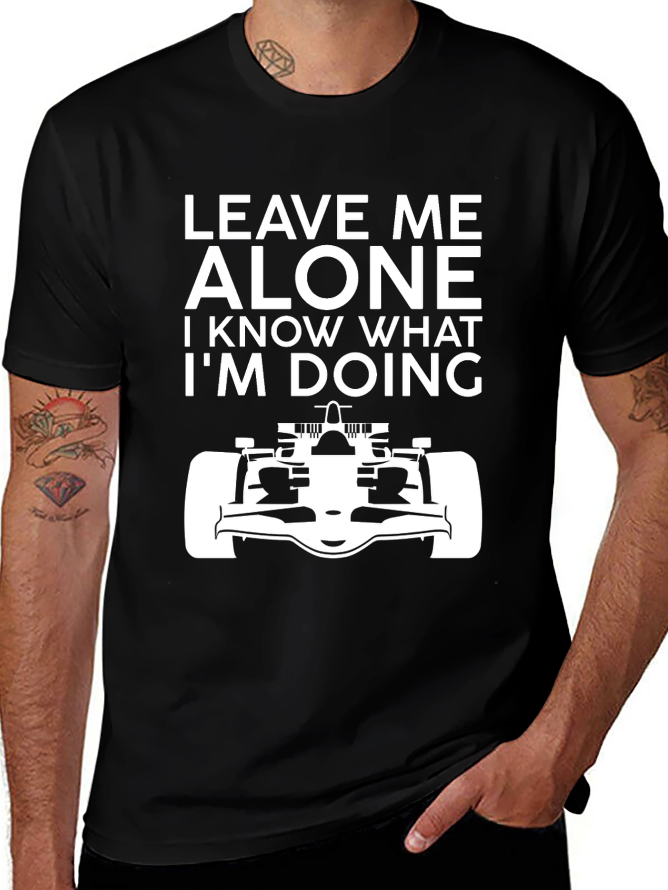 Variant 27 of Leave Me Alone T-Shirt - Racing Car Design