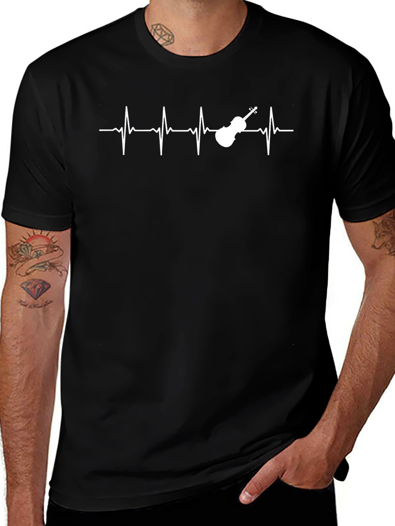 Variant 9 of Violin Heartbeat Graphic Tee - Music Lover Shirt