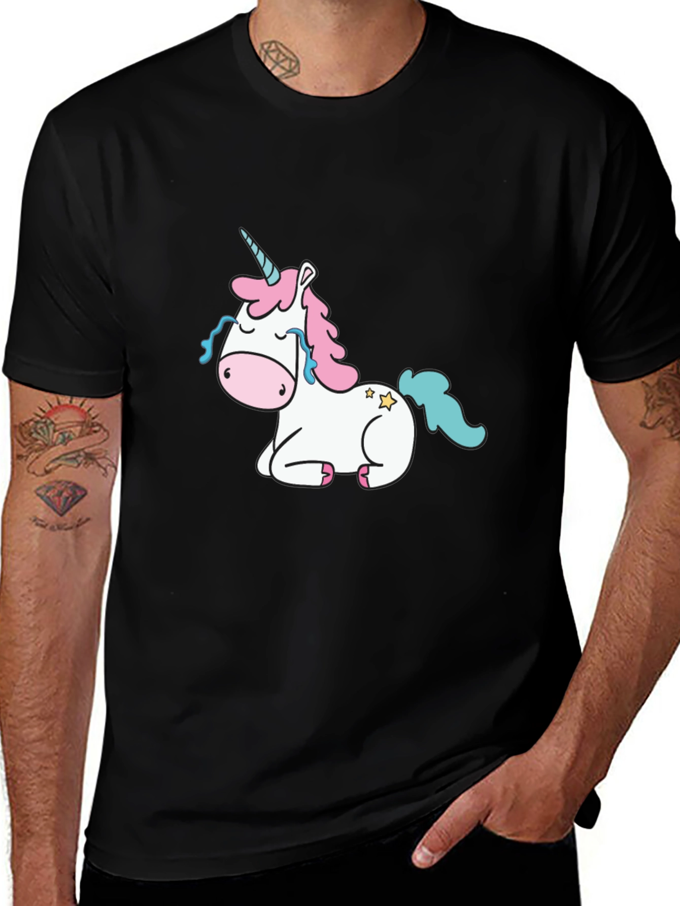 Variant 22 of Unicorn Graphic Tee - Black Cotton T-Shirt