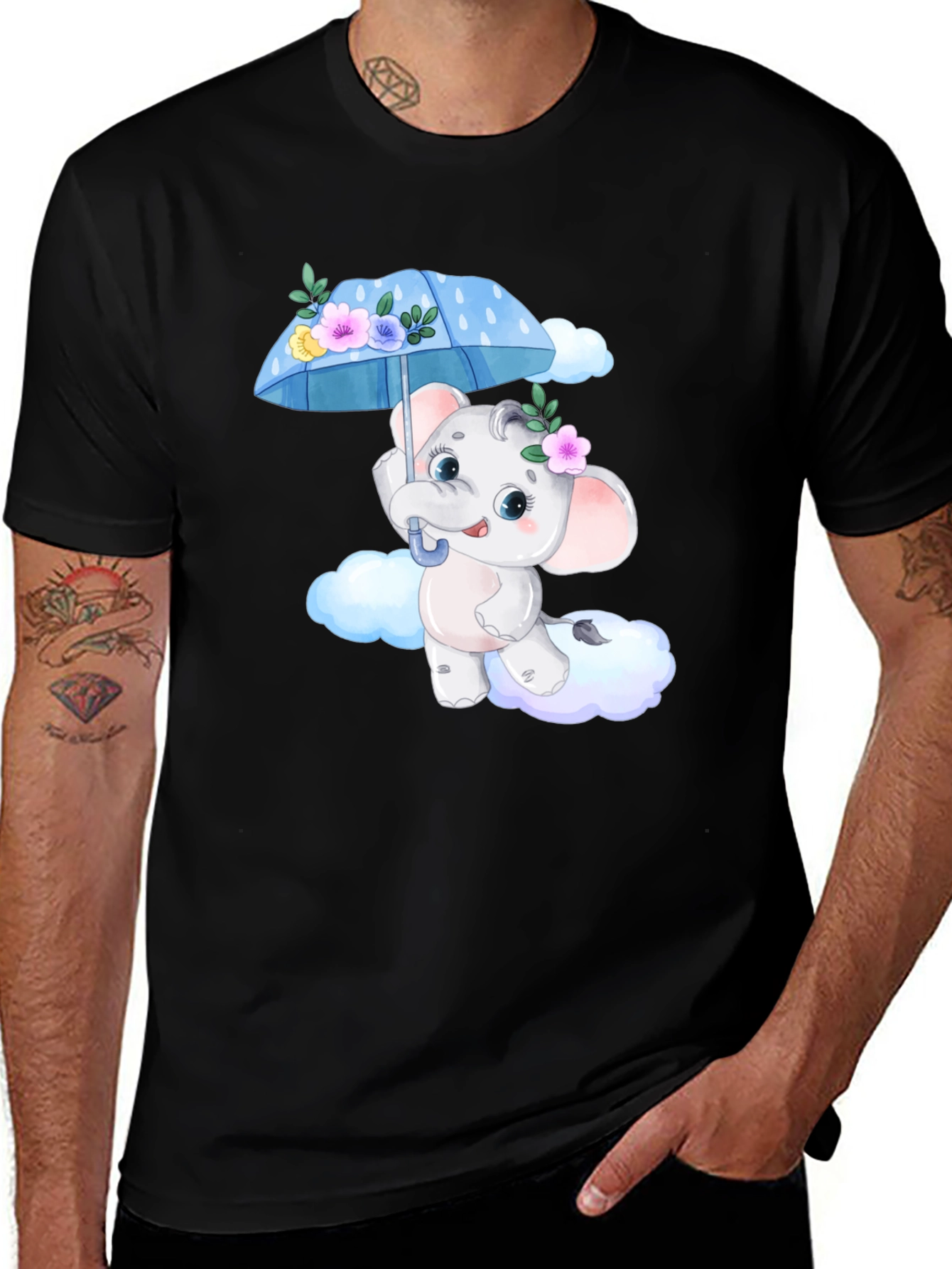 Variant 23 of Cute Elephant T-Shirt - Black