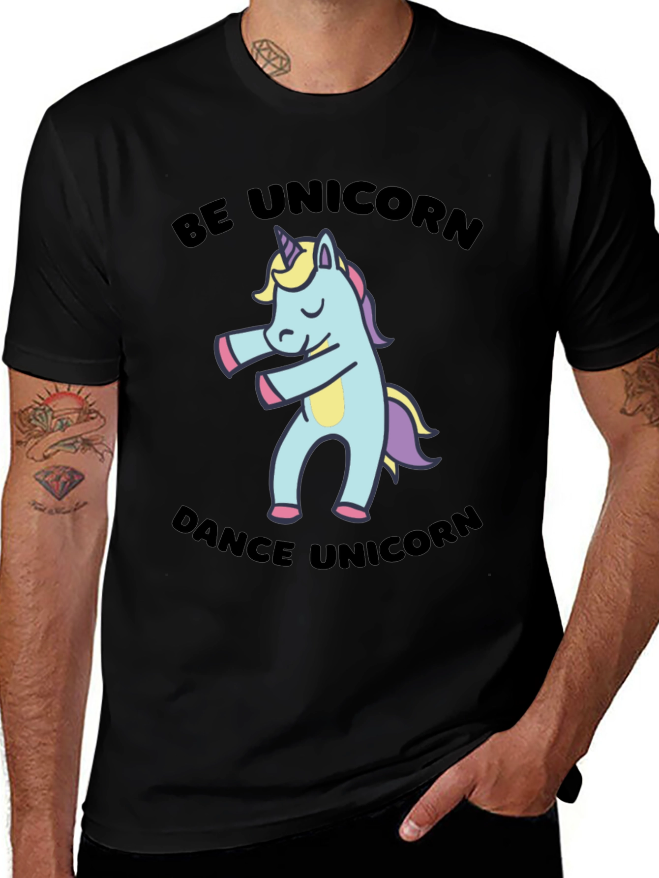 Variant 18 of Be Unicorn Dance T-Shirt - Black Cotton Tee