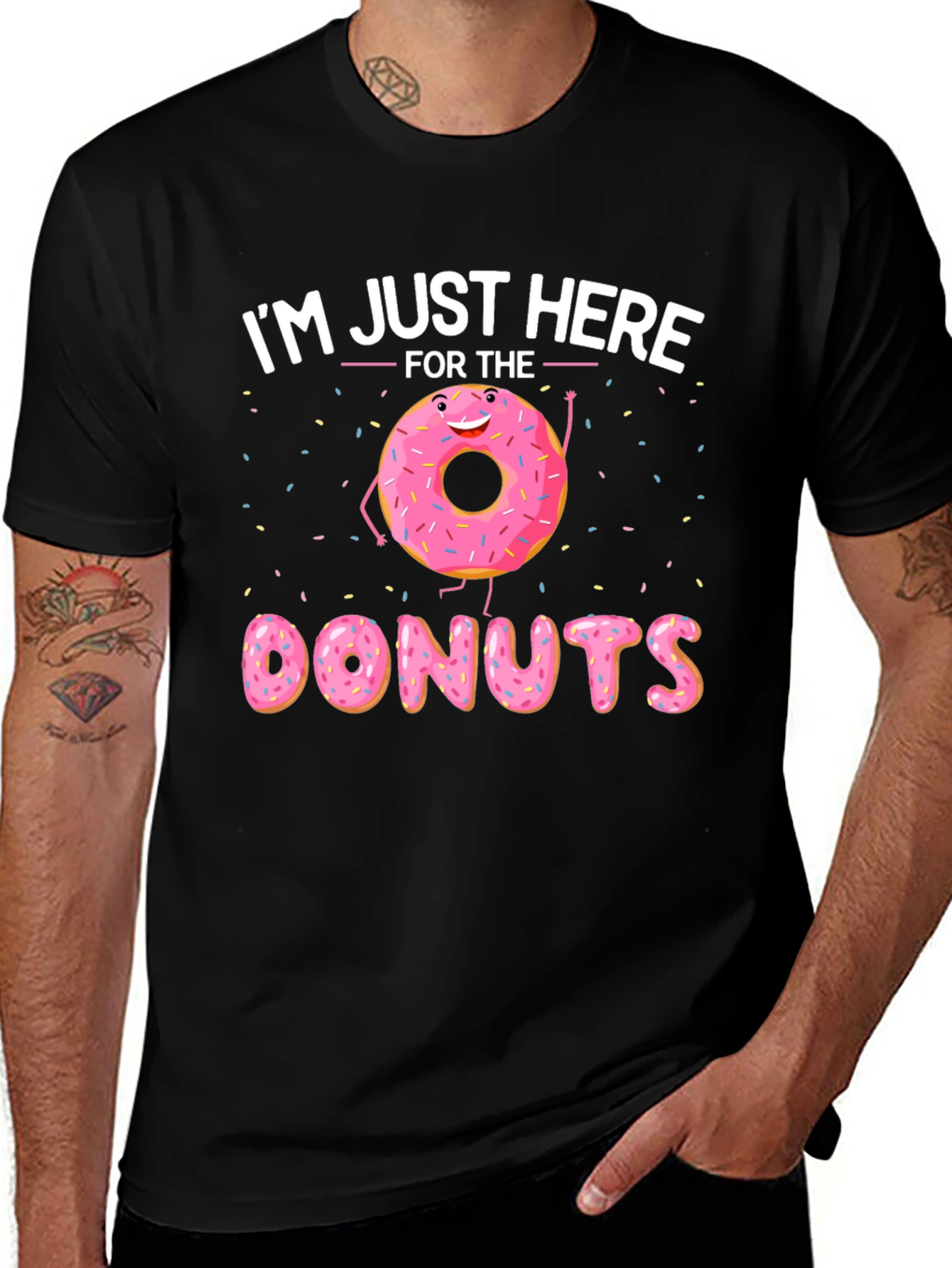 Variant 2 of Donut Lover T-Shirt - "I'm Just Here for the Donuts"