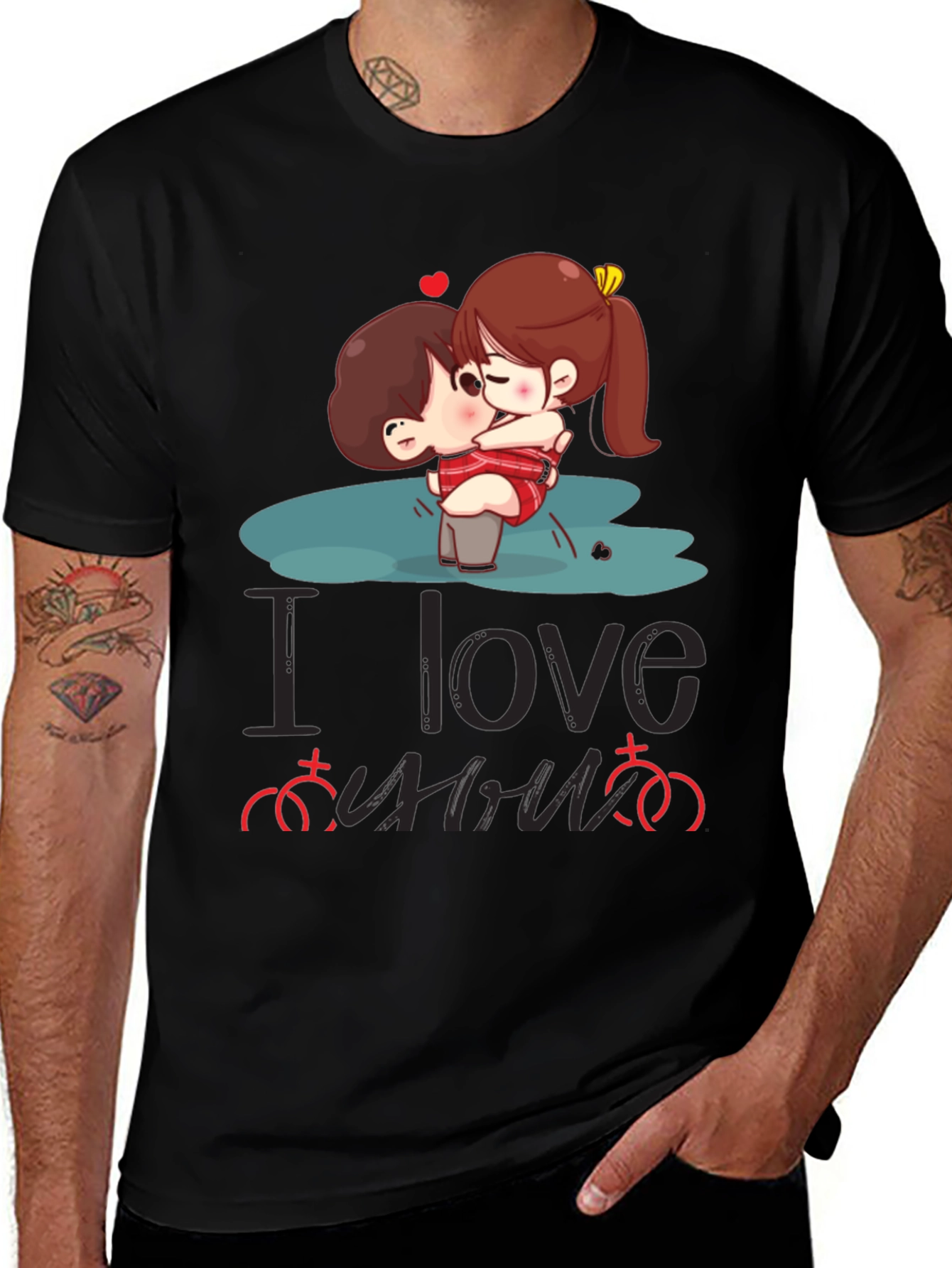 Variant 23 of Romantic Couple Graphic T-Shirt - I Love You Design