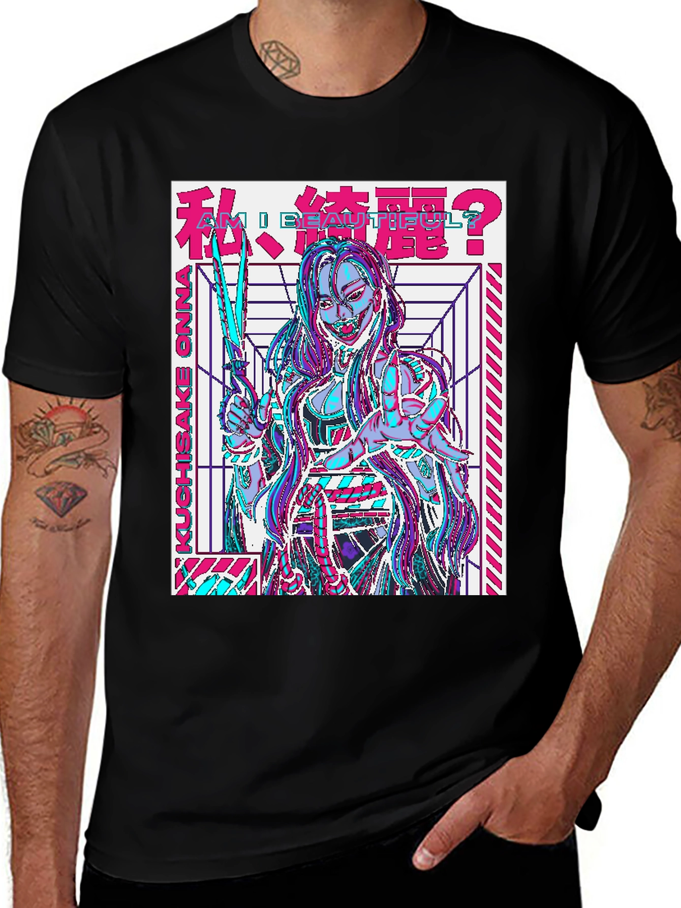 KUCHISAKE ONNA Vaporwave Style Graphic T-Shirt