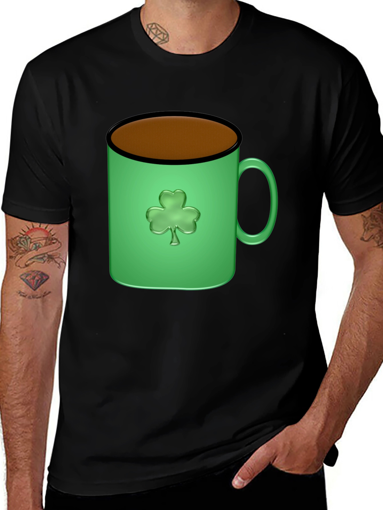 Variant 12 of Shamrock Coffee Mug Black T-Shirt