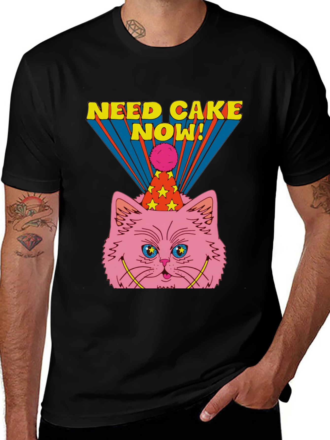Variant 11 of Need Cake Now! T-Shirt with Cat in Party Hat