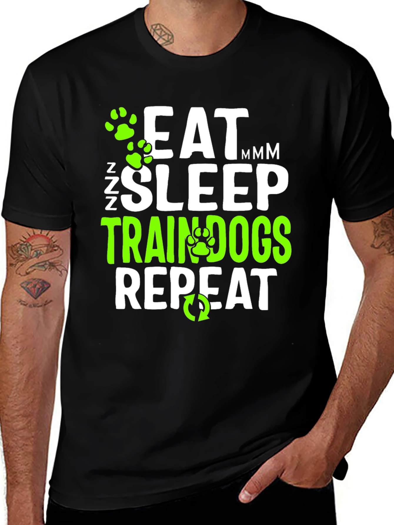 Variant 30 of Eat Sleep Train Dogs Repeat Graphic T-Shirt