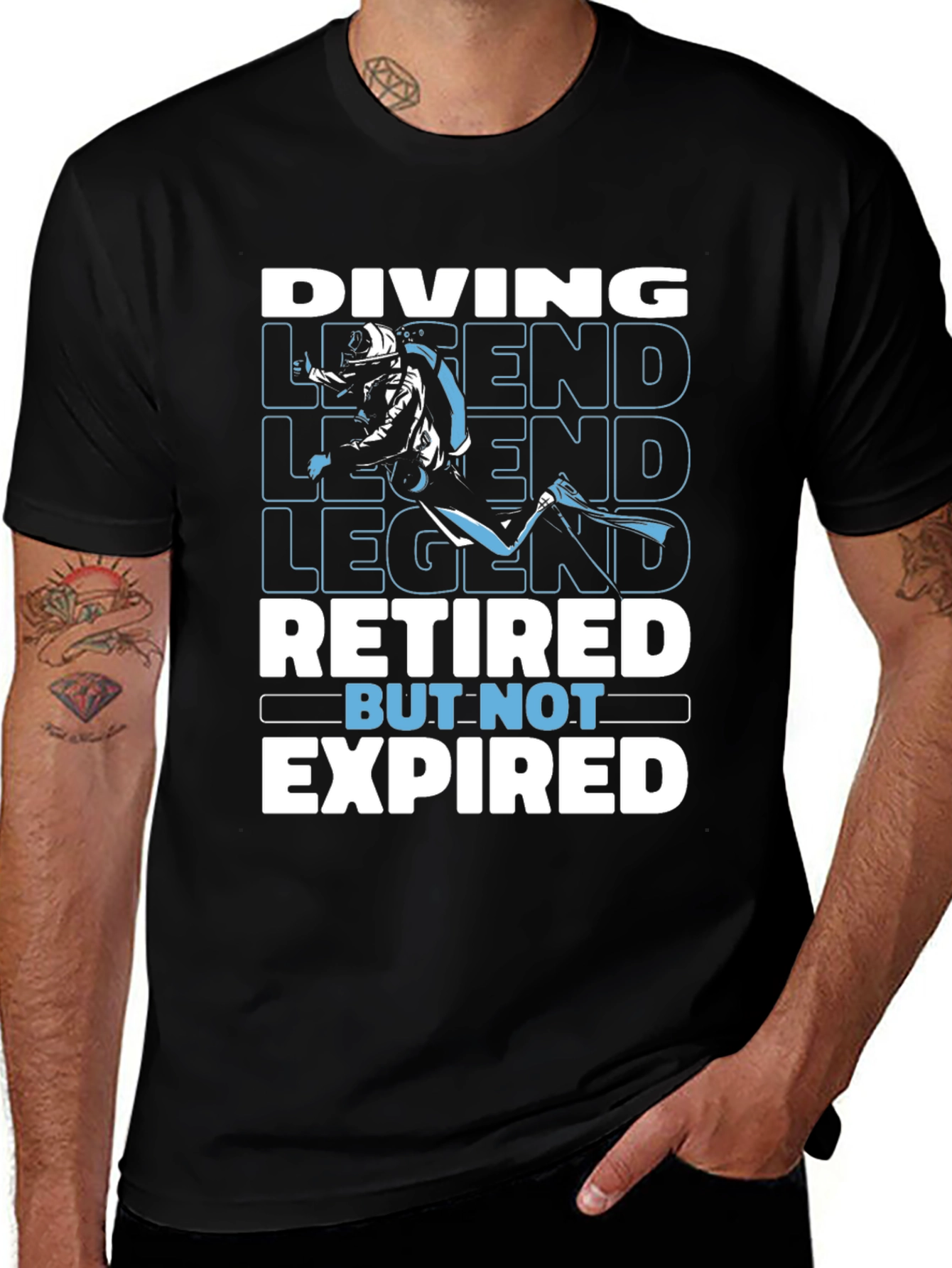 Variant 26 of Diving Legend Retired But Not Expired Black T-Shirt