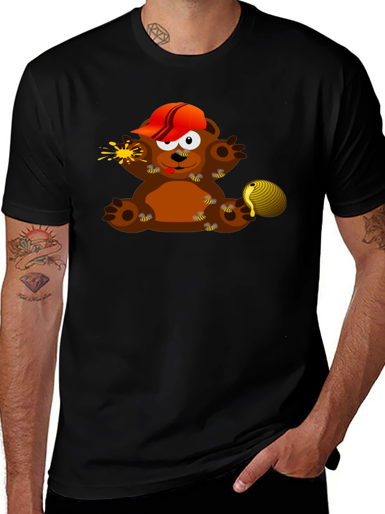 Variant 2 of Cartoon Bear & Bees Graphic Tee