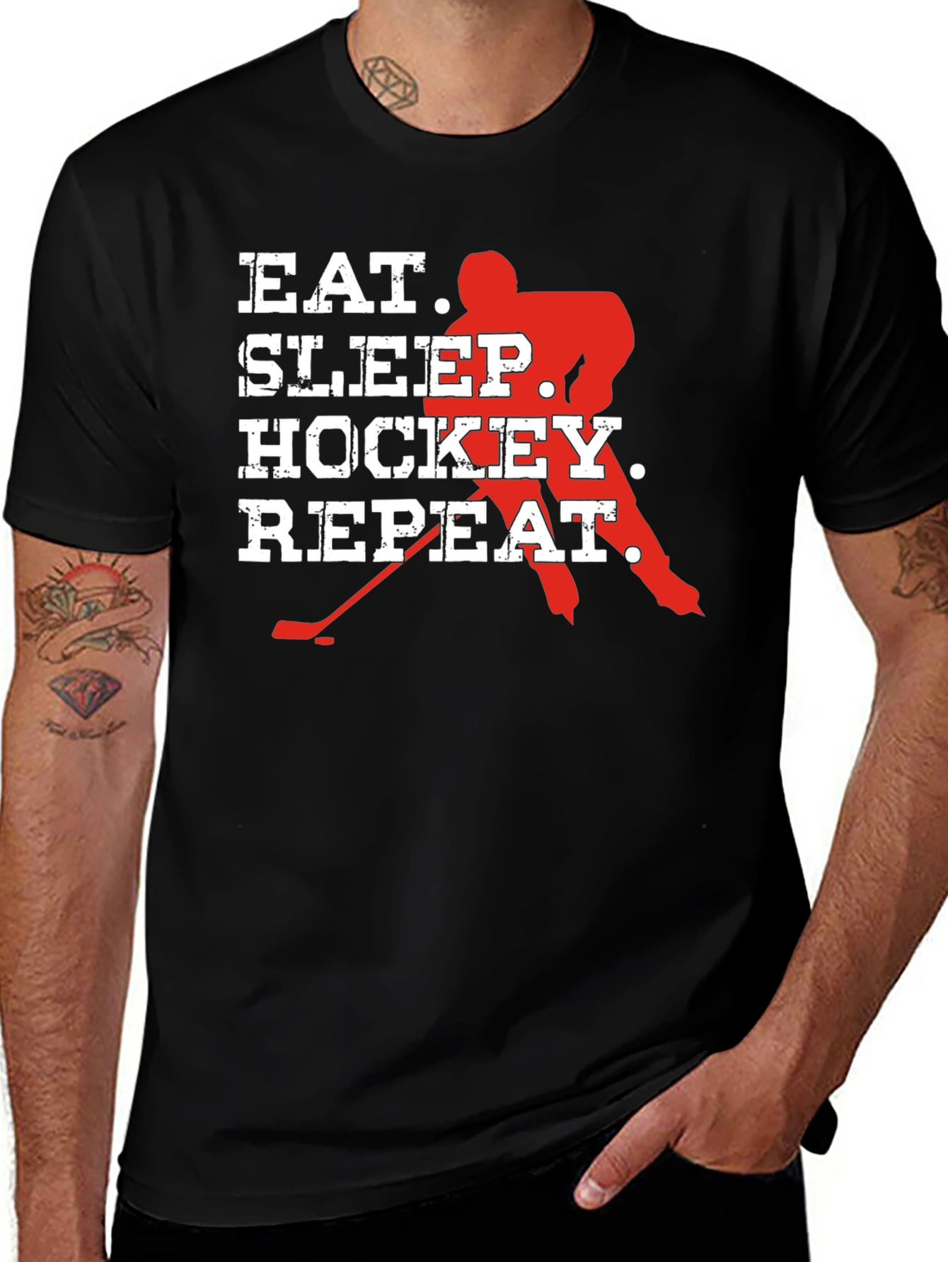 Variant 5 of Eat Sleep Hockey Repeat Graphic T-Shirt