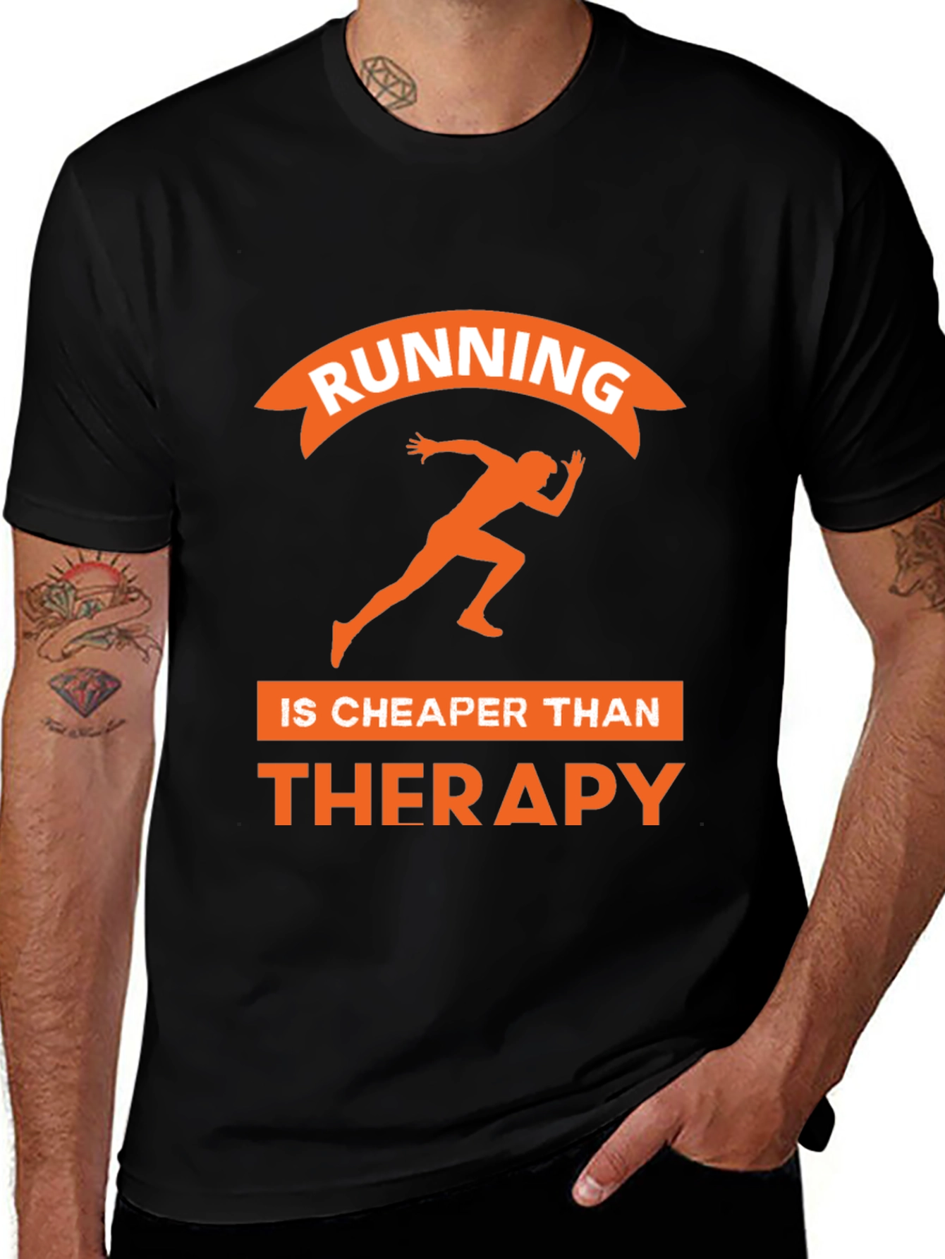 Variant 25 of Running is Cheaper Than Therapy Graphic Tee