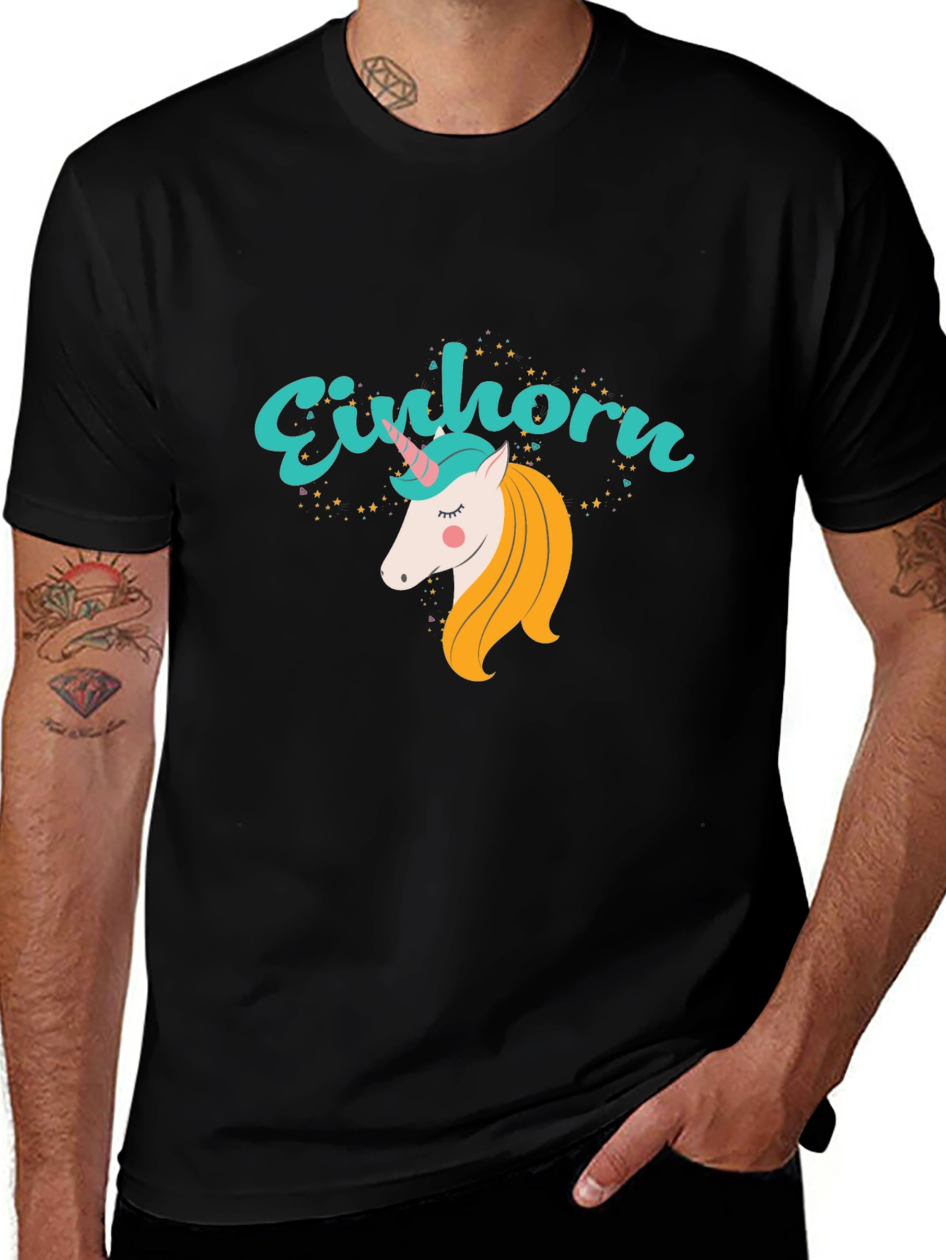 Variant 6 of Einhorn Unicorn Black T-Shirt