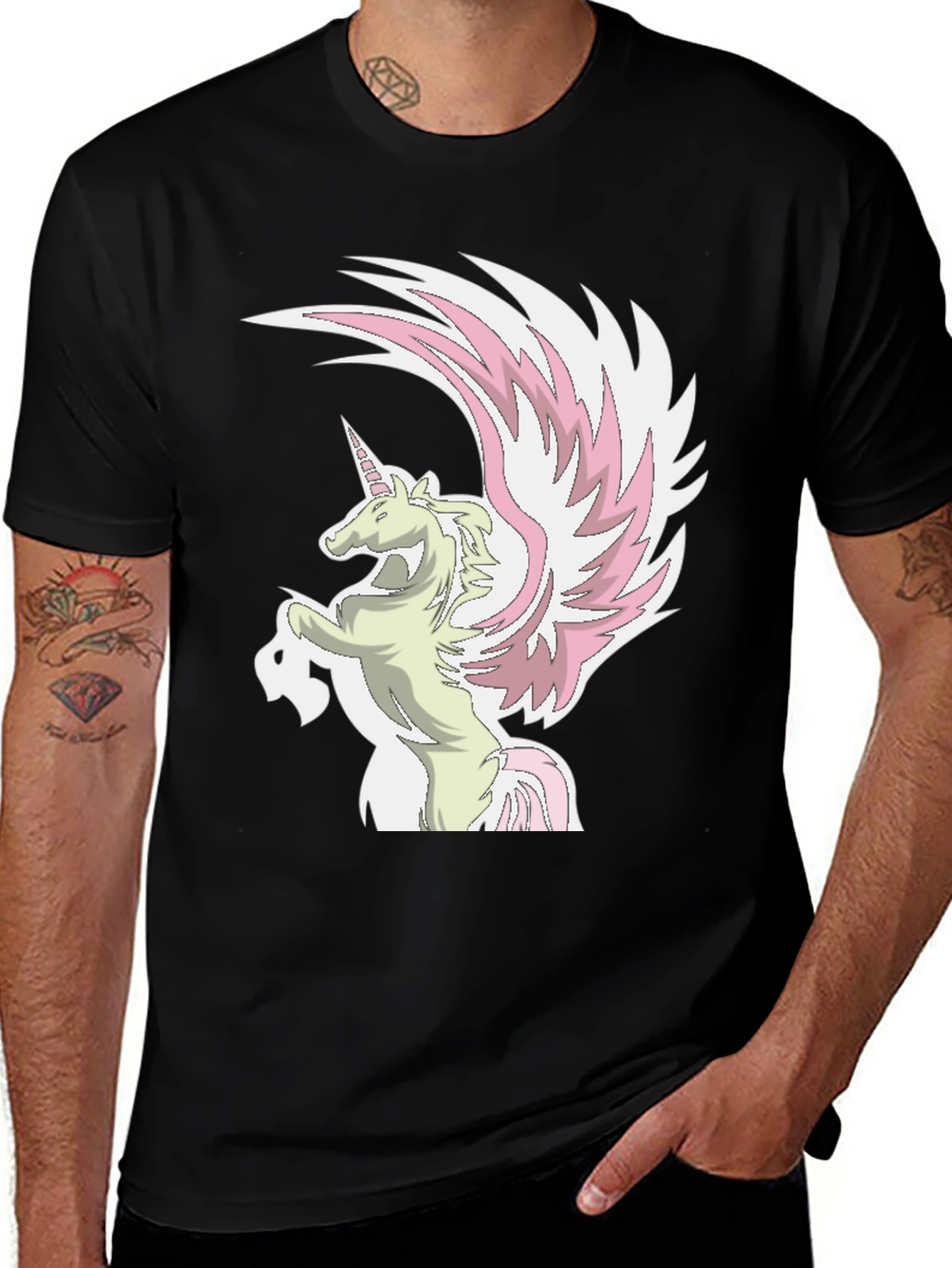 Unicorn Pegasus Graphic Tee - Stylish Black T-Shirt