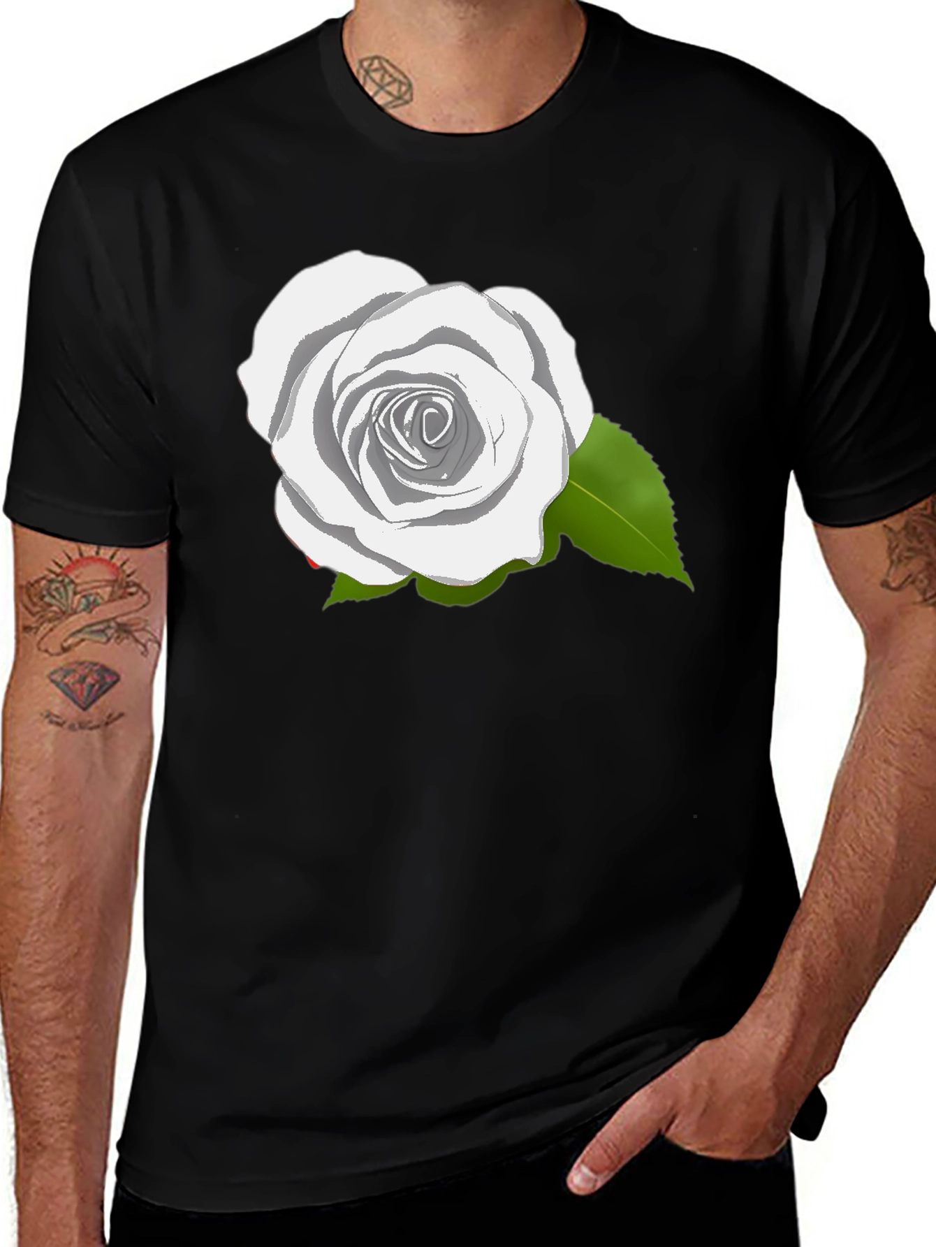 Black Rose Graphic T-Shirt - Elegant Floral Design main image