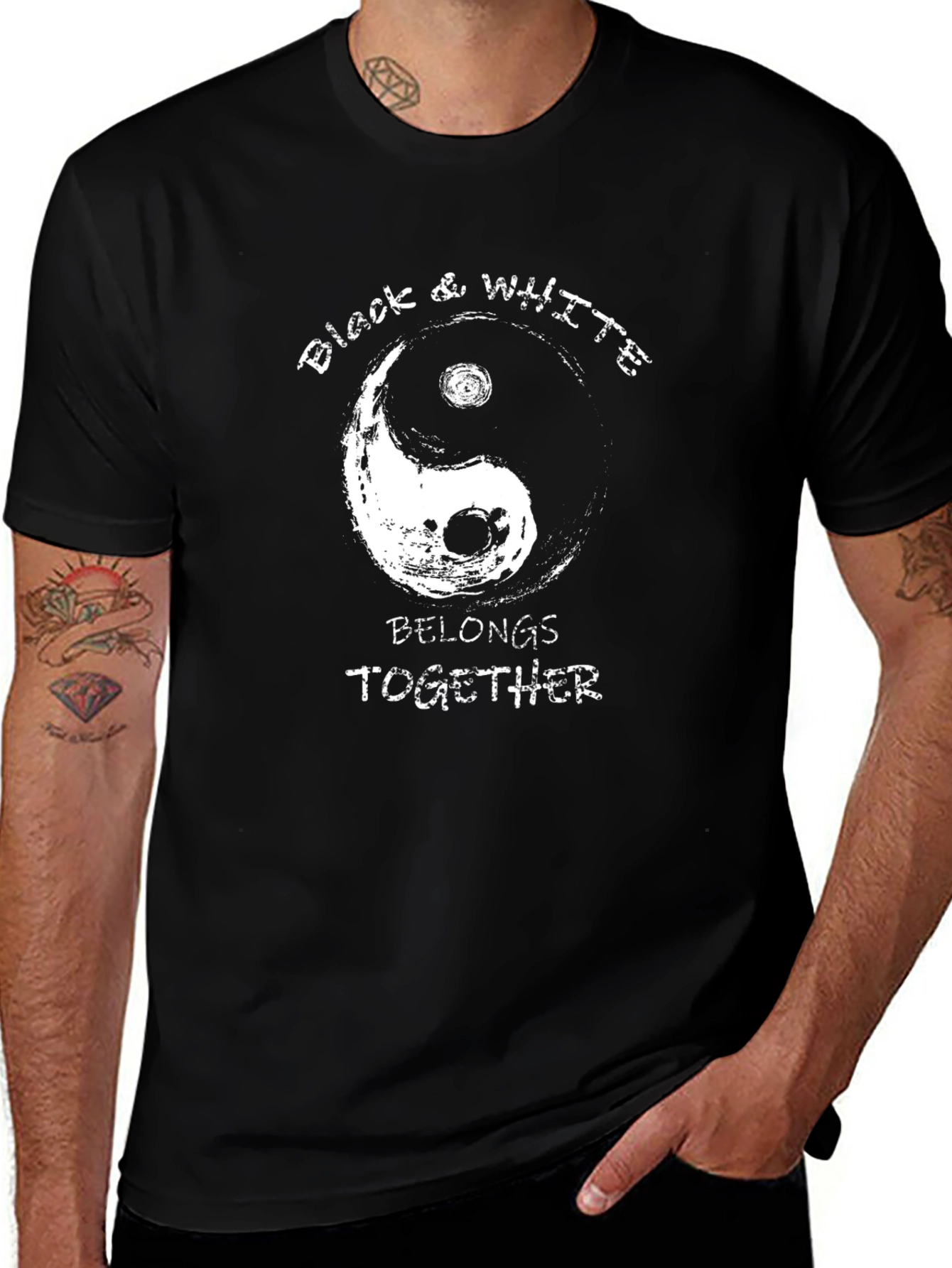 Variant 12 of Yin Yang Black and White Graphic T-Shirt