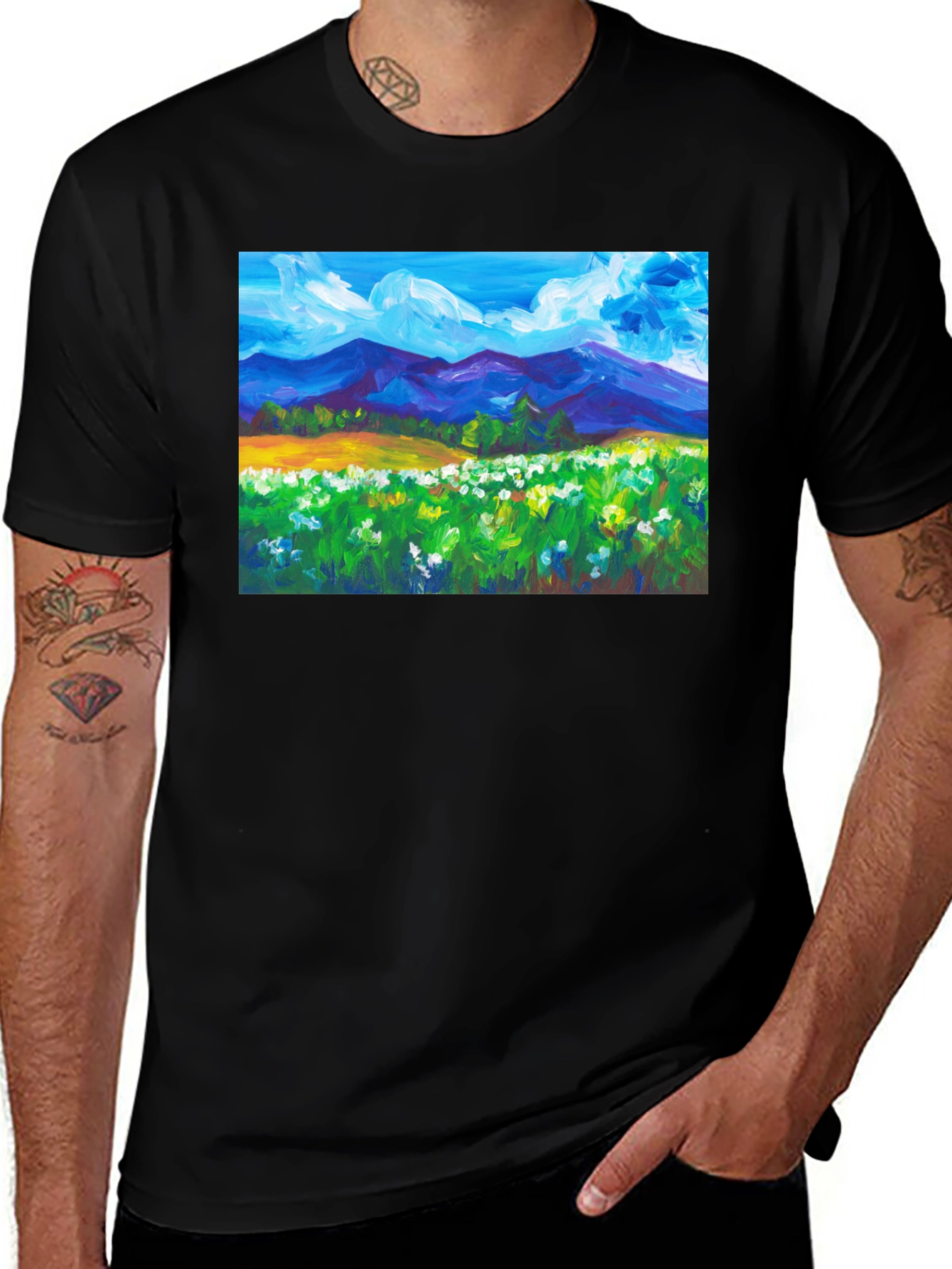Variant 14 of Landscape Painting Graphic Tee - Nature Inspired T-Shirt