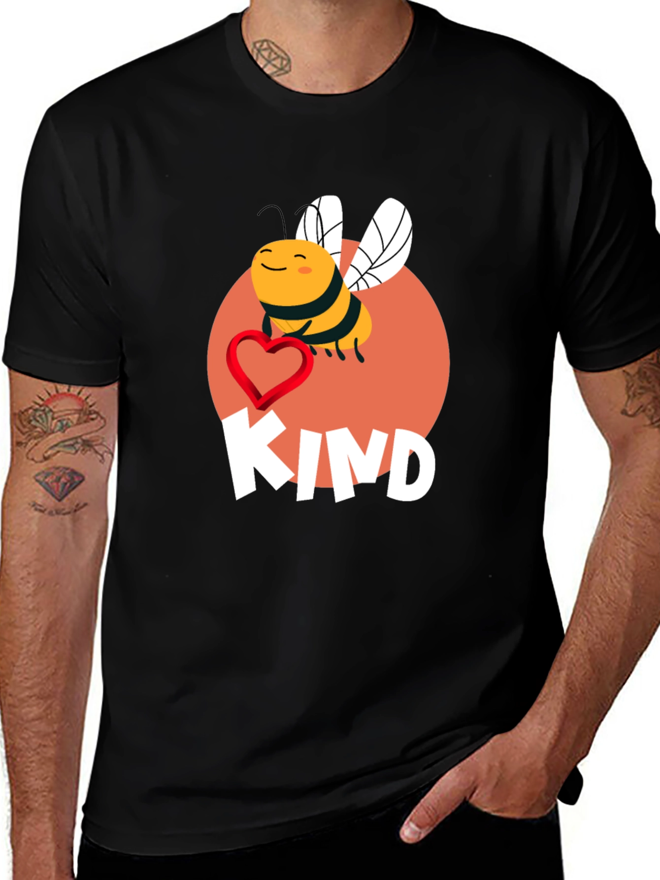 Variant 30 of Bee Kind Graphic Tee - Black T-Shirt with Cute Bee