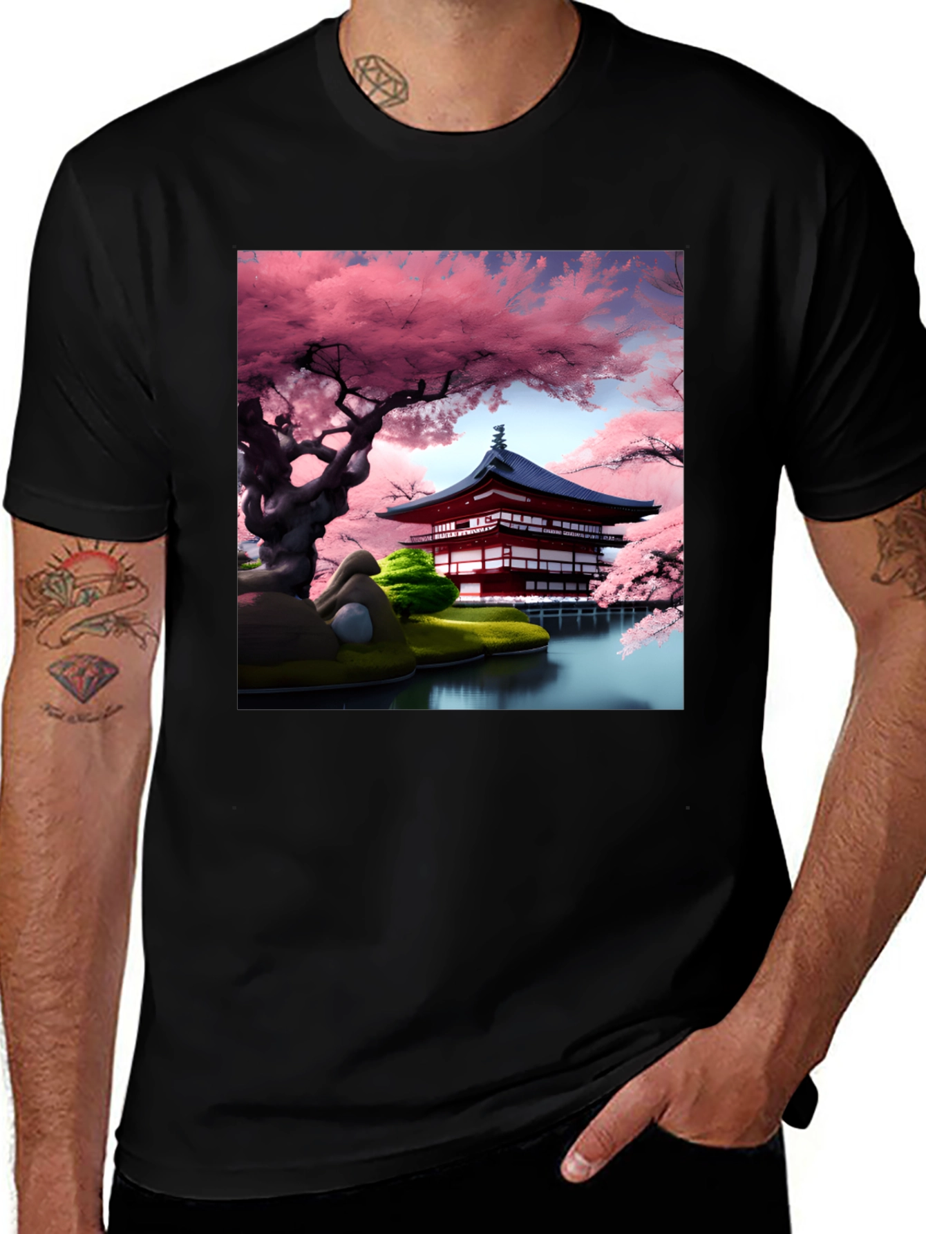 Variant 21 of Cherry Blossom Temple Graphic Tee