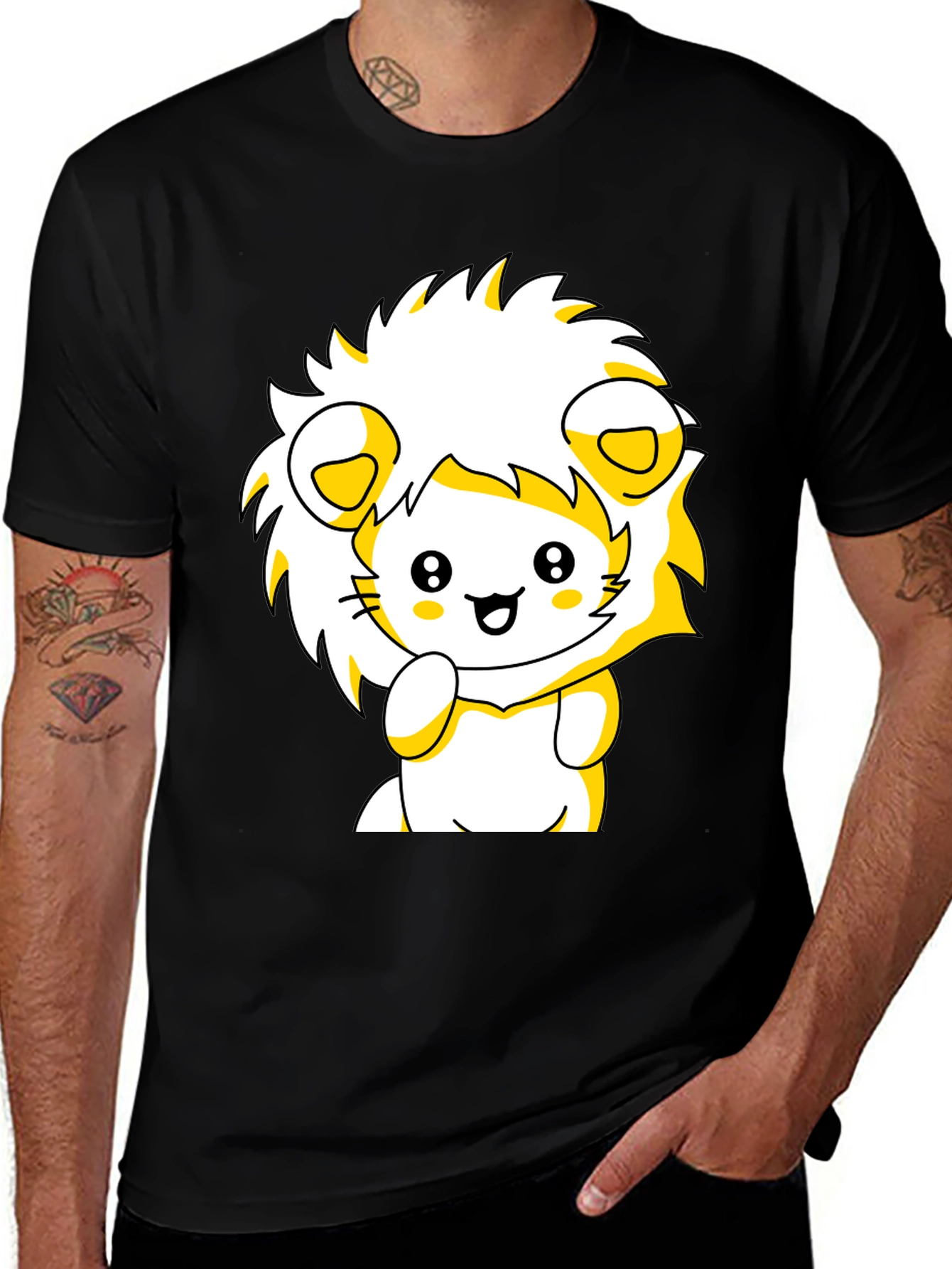 Variant 10 of Cute Lion Graphic Tee - Black