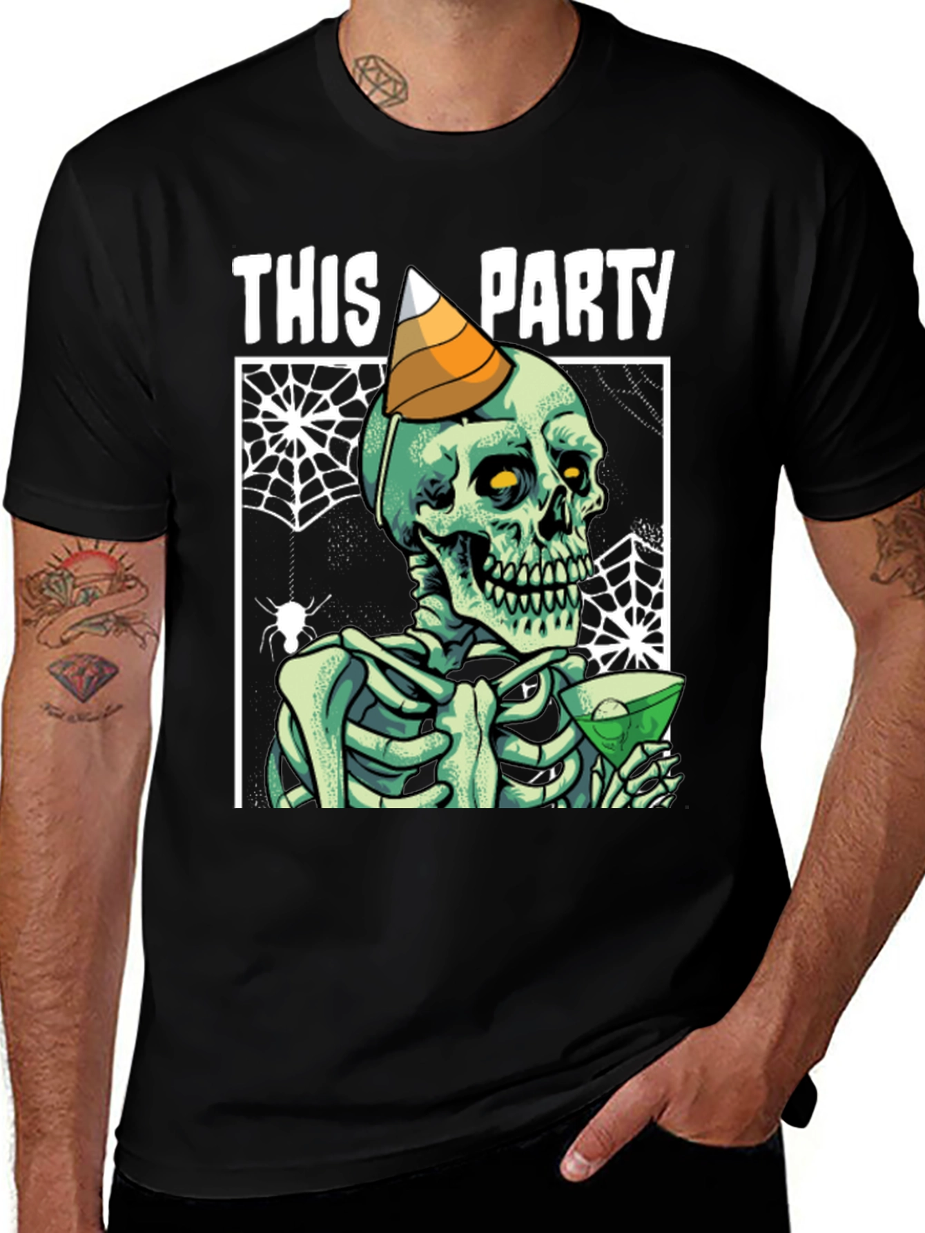 Variant 4 of Halloween Party Skeleton Graphic Tee