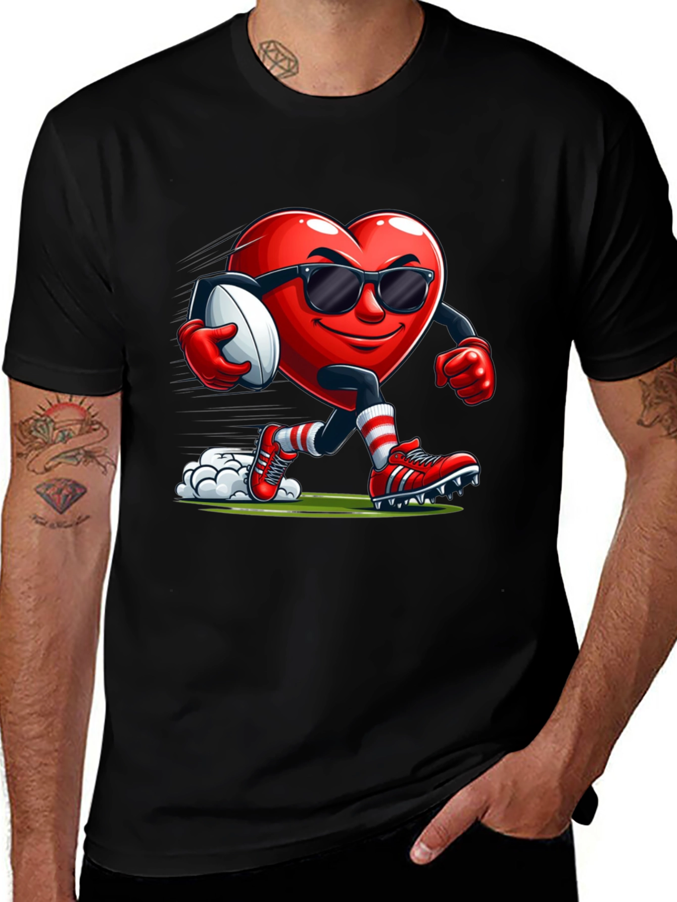 Heart Rugby Player Graphic T-Shirt