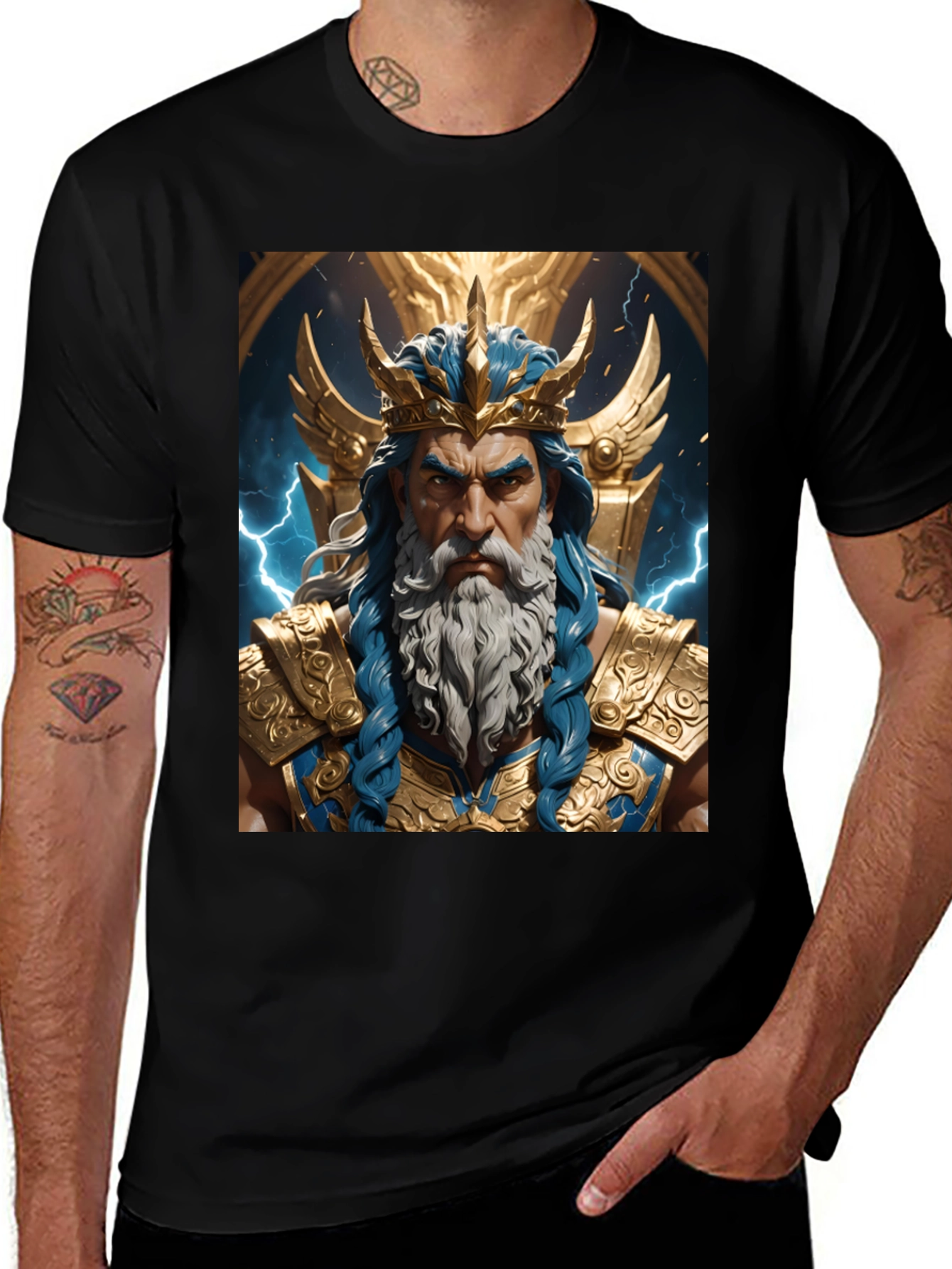 Poseidon Graphic Tee - Black Cotton T-Shirt