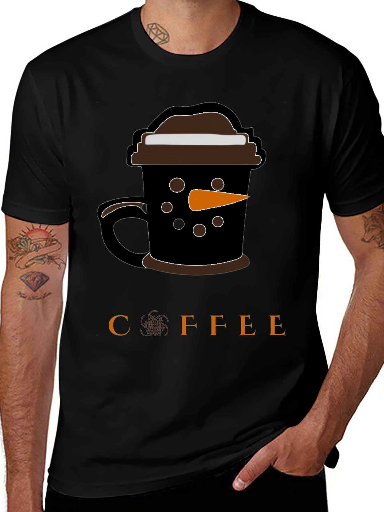 Variant 9 of Snowman Coffee T-Shirt - Black Novelty Tee