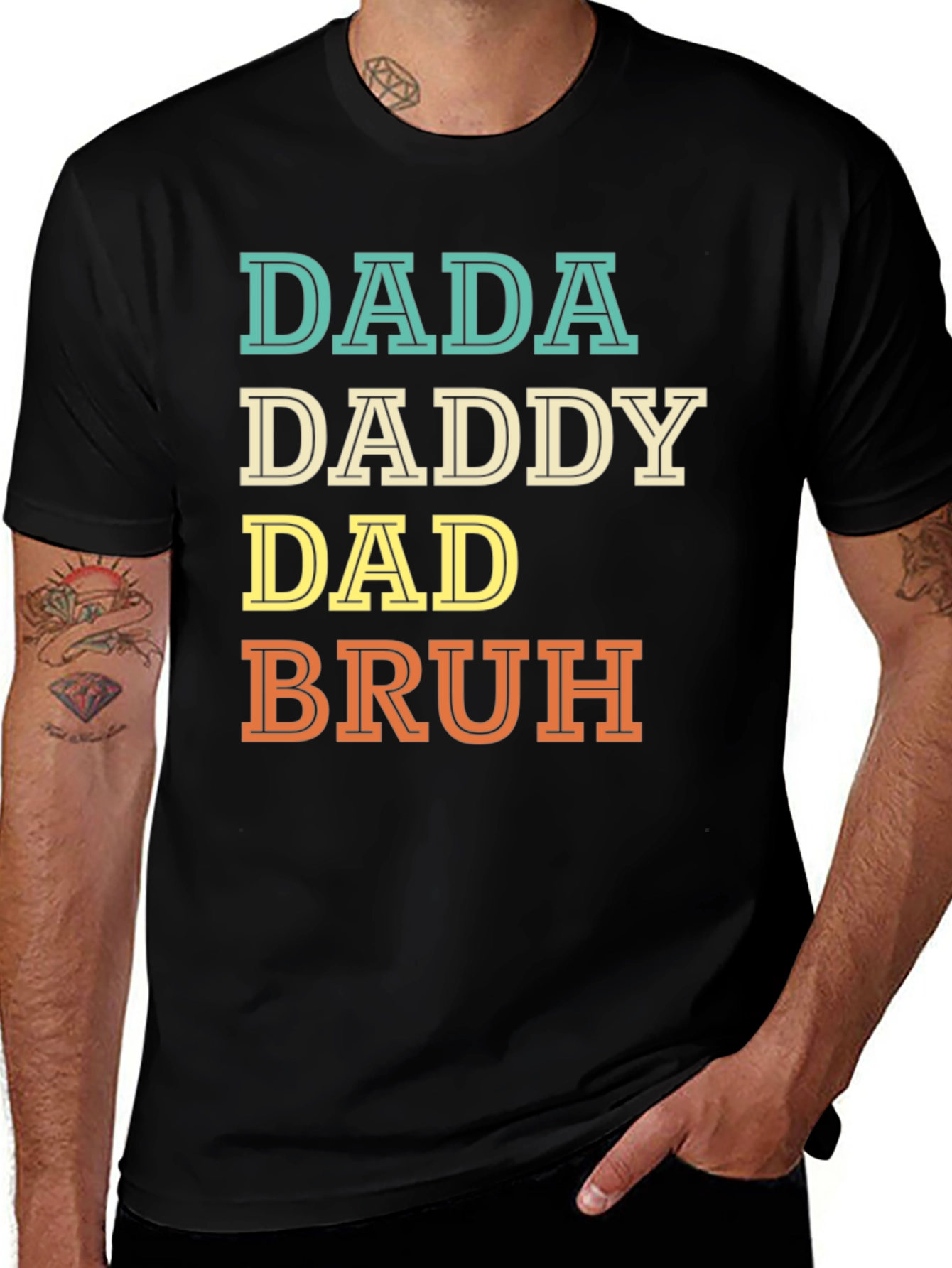 Variant 25 of Dada Daddy Dad Bruh Men's Black T-Shirt