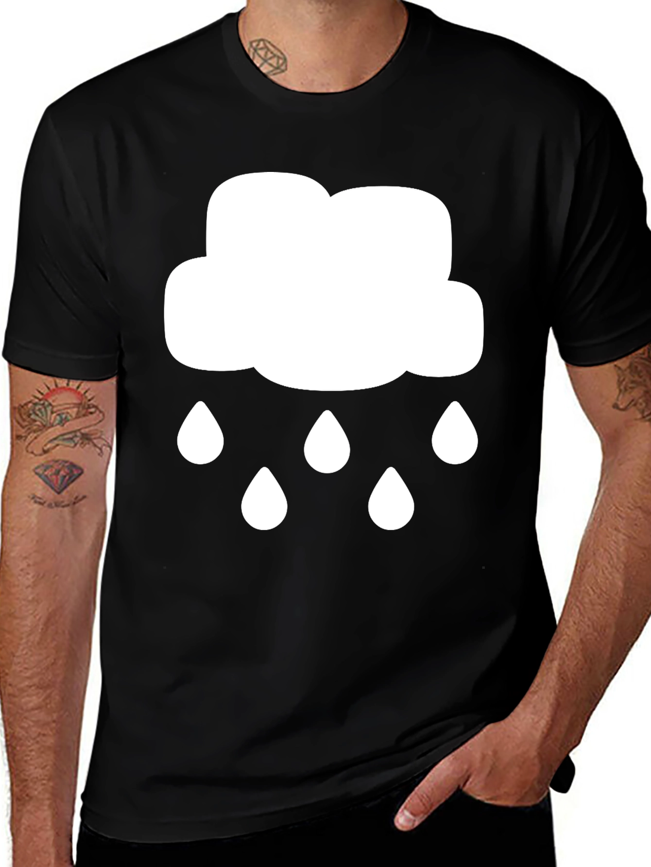 Variant 28 of Cloud Rain T-Shirt: Men's Black Graphic Tee
