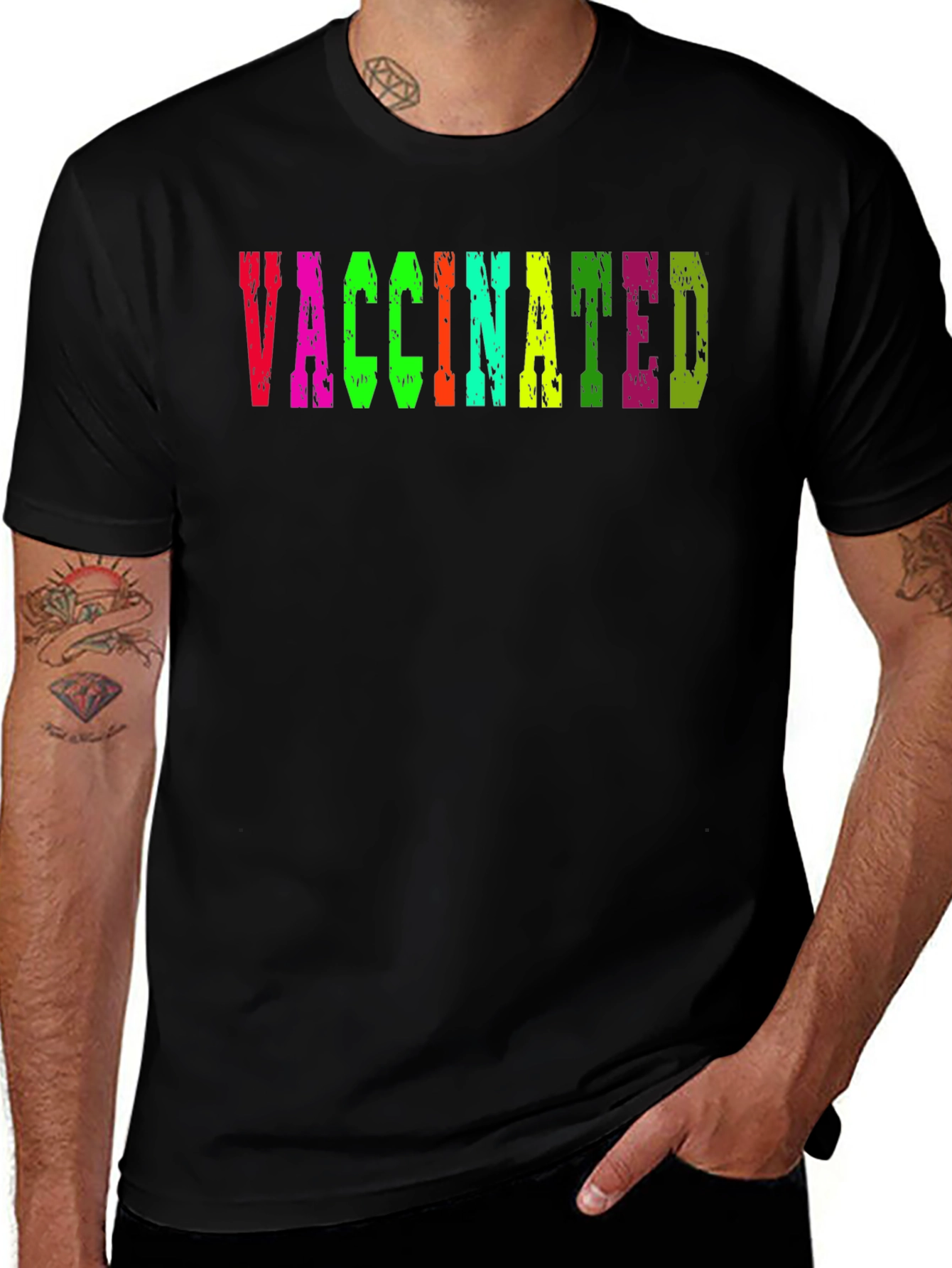 Variant 16 of Vaccinated T-Shirt Colorful Graphic Tee