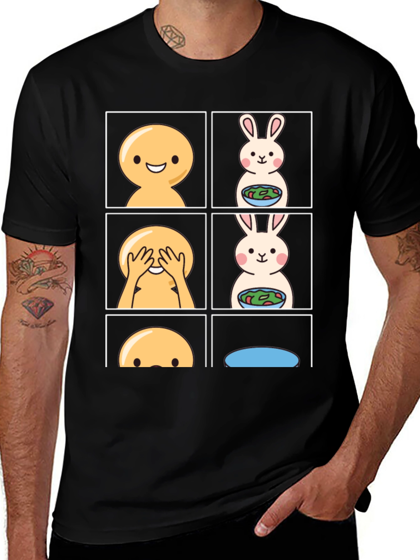 Variant 17 of Emoji & Bunny Salad Humor T-Shirt